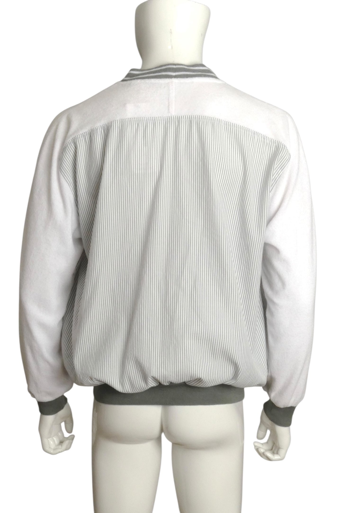 PIERRE CARDIN- 1980s Cotton Stripe & Terry Cardigan, Size Large