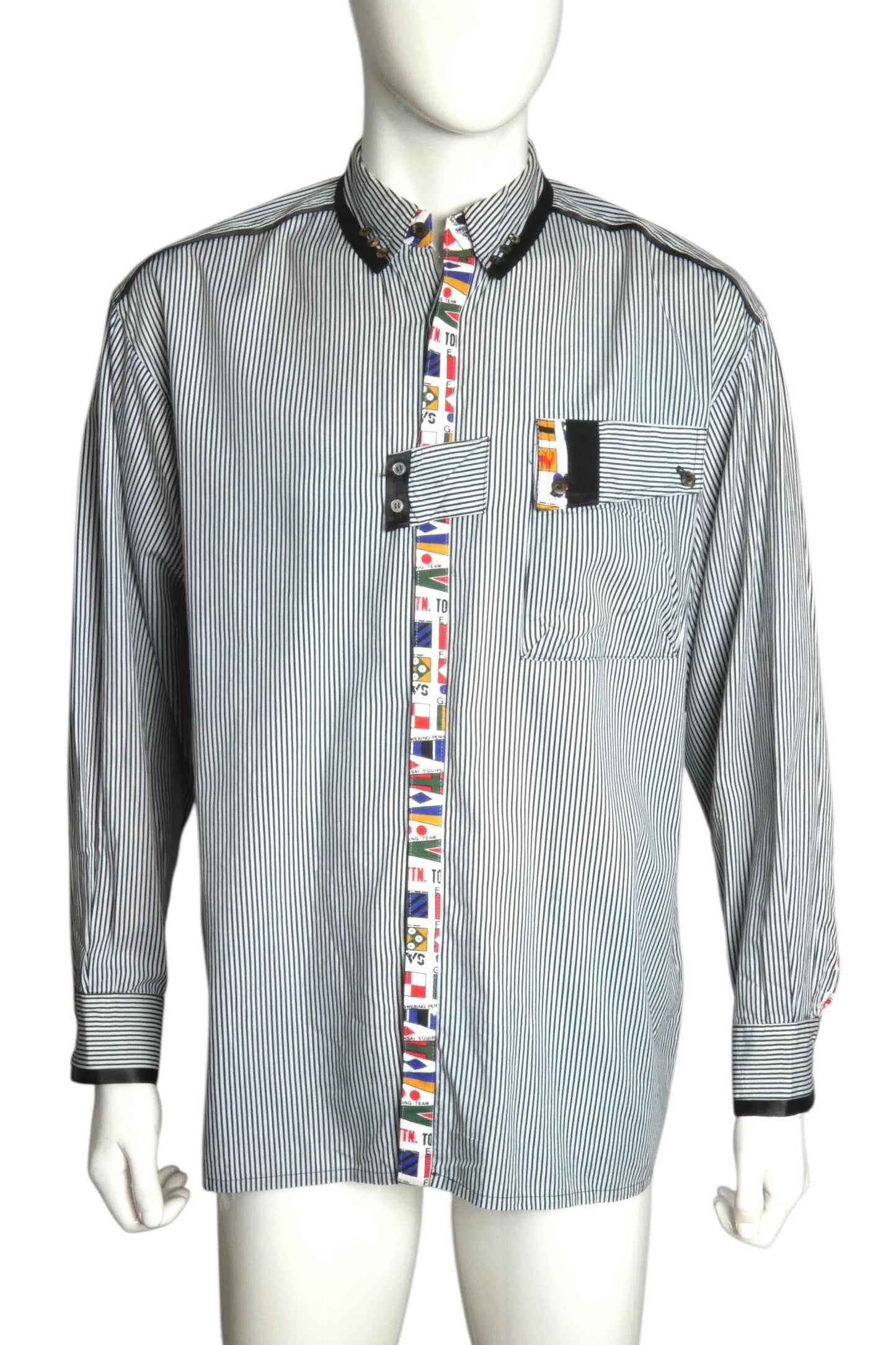1980s Striped Cotton Shirt, Size Large