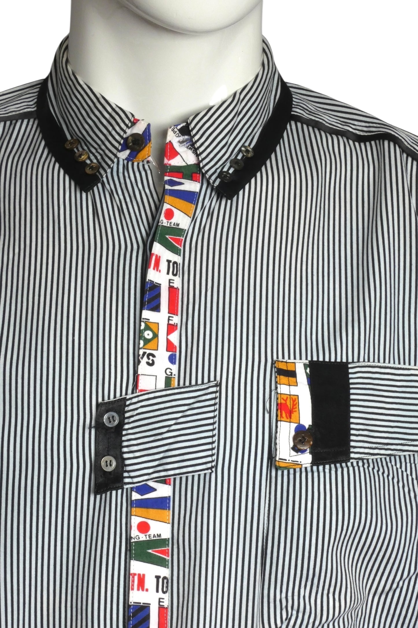 1980s Striped Cotton Shirt, Size Large