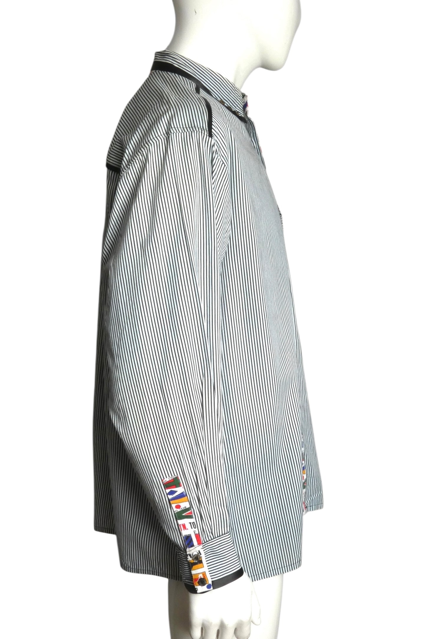 1980s Striped Cotton Shirt, Size Large