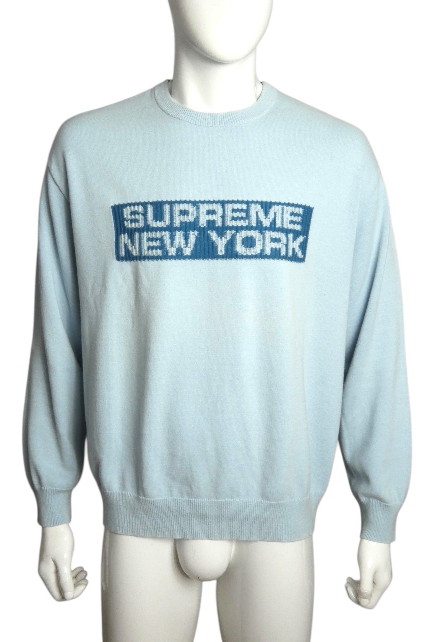 SUPREME- Blue Logo Cotton Knit Sweater, Size XL