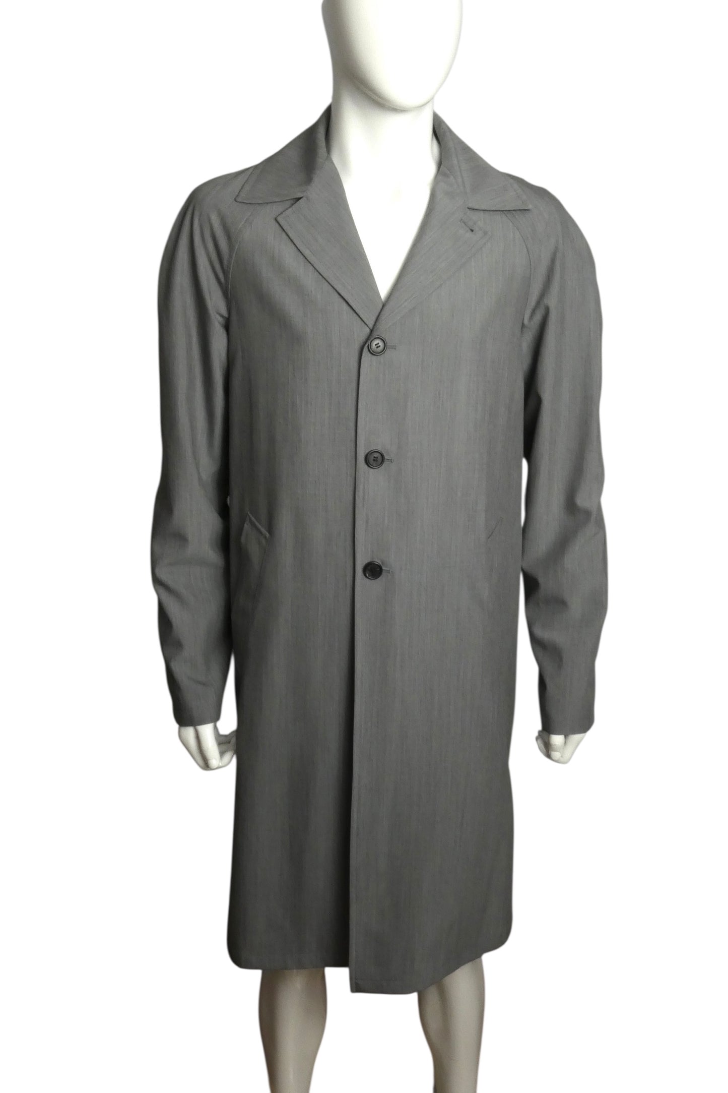 PRADA- 2023 Grey Wool Trenchcoat, Size XL