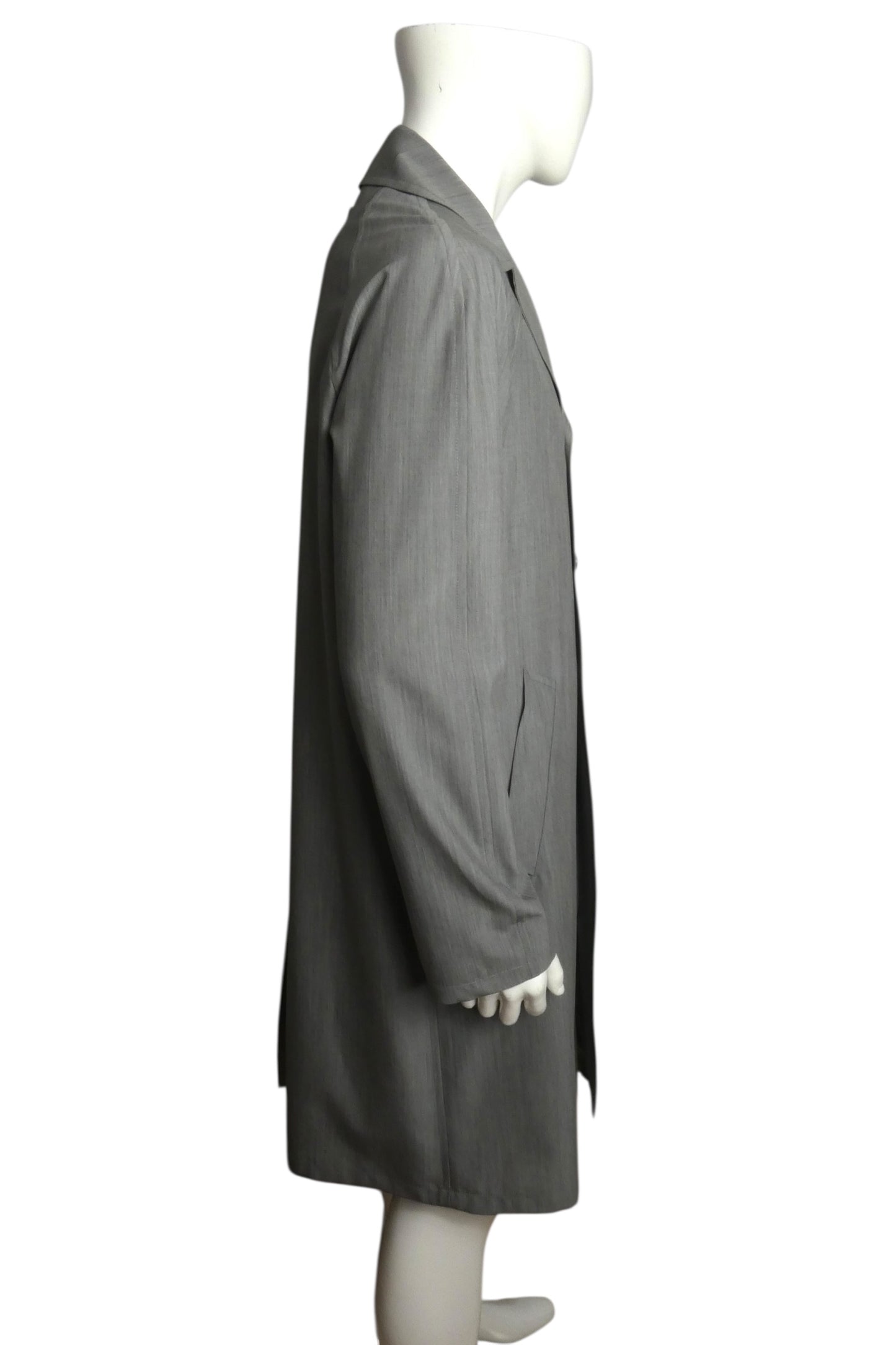 PRADA- 2023 Grey Wool Trenchcoat, Size XL