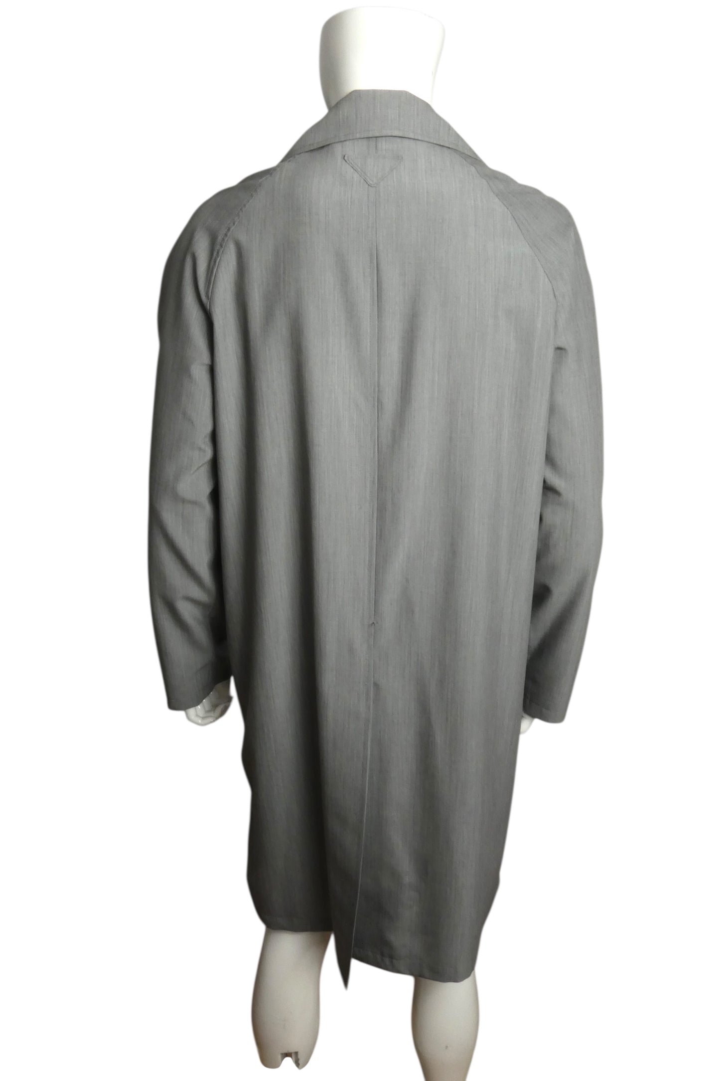 PRADA- 2023 Grey Wool Trenchcoat, Size XL