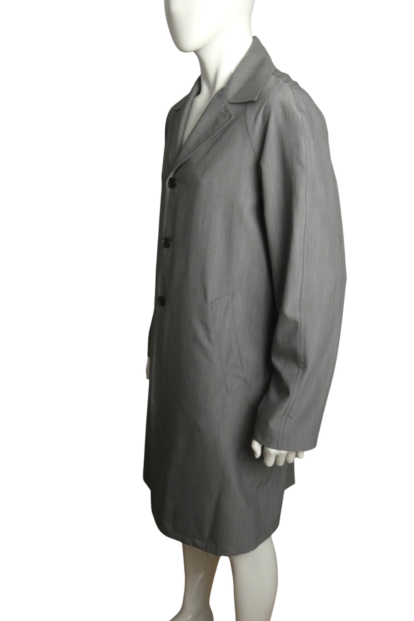 PRADA- 2023 Grey Wool Trenchcoat, Size XL