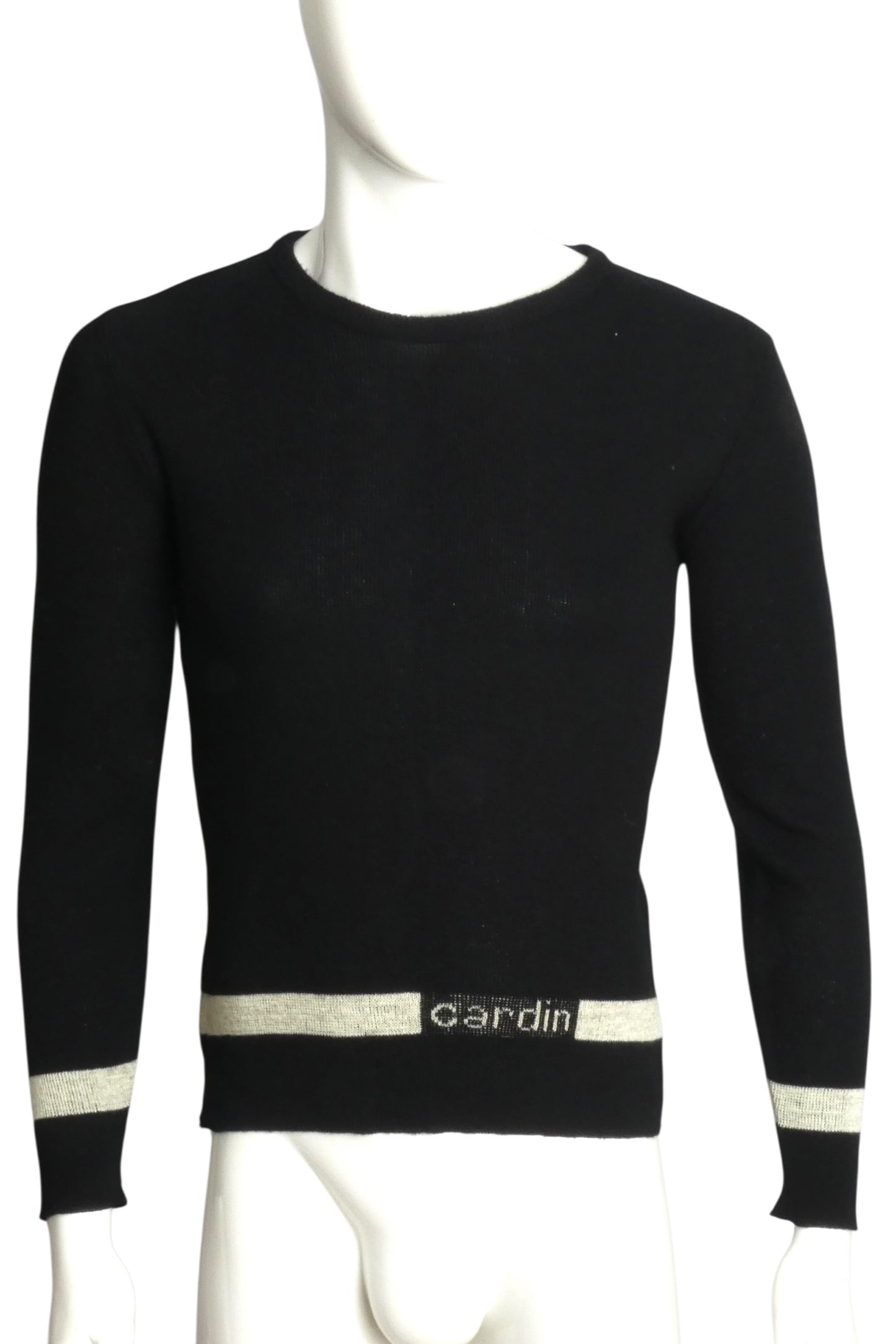 PIERRE CARDIN BOUTIQUE - 1970s Black Wool Sweater, Size-Medium
