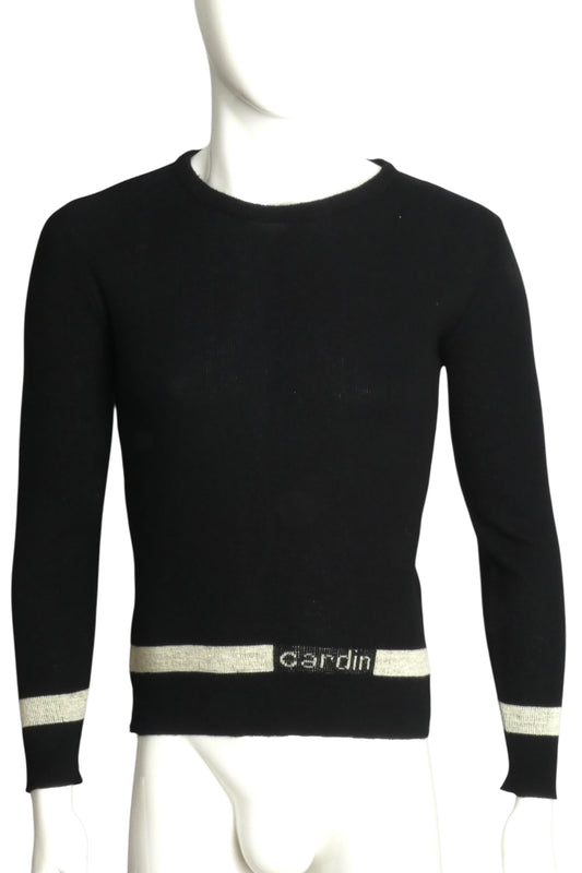 PIERRE CARDIN BOUTIQUE - 1970s Black Wool Sweater, Size-Medium