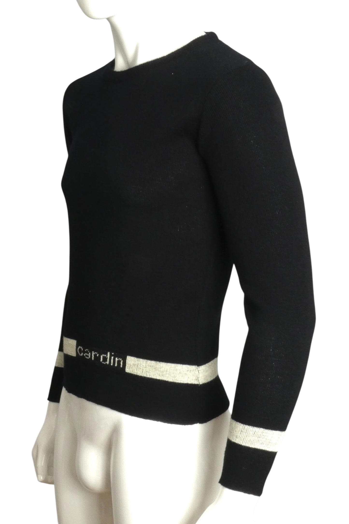 PIERRE CARDIN BOUTIQUE - 1970s Black Wool Sweater, Size-Medium