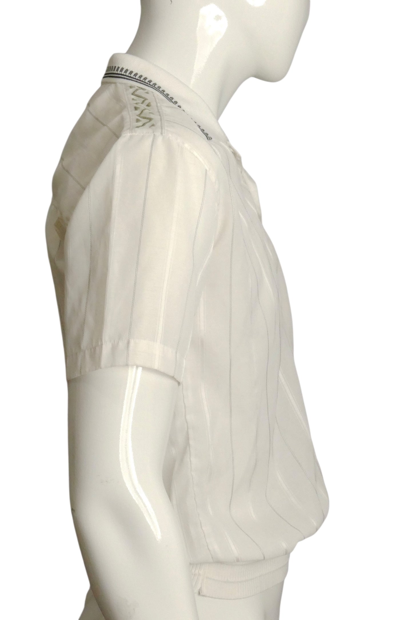 PIERRE CARDIN- 1980s Stripe Monogrammed Resort Shirt, Size XL