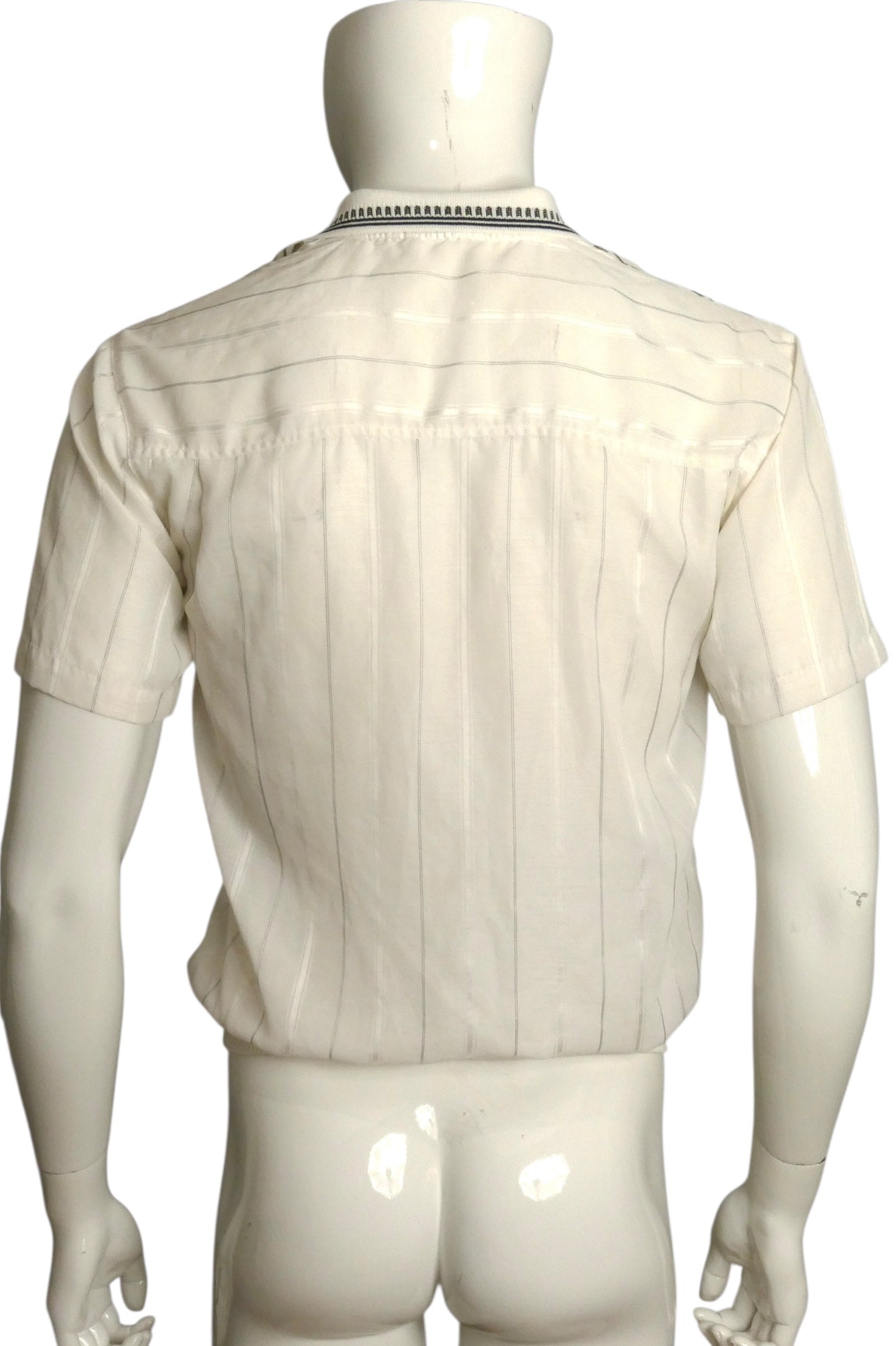 PIERRE CARDIN- 1980s Stripe Monogrammed Resort Shirt, Size XL