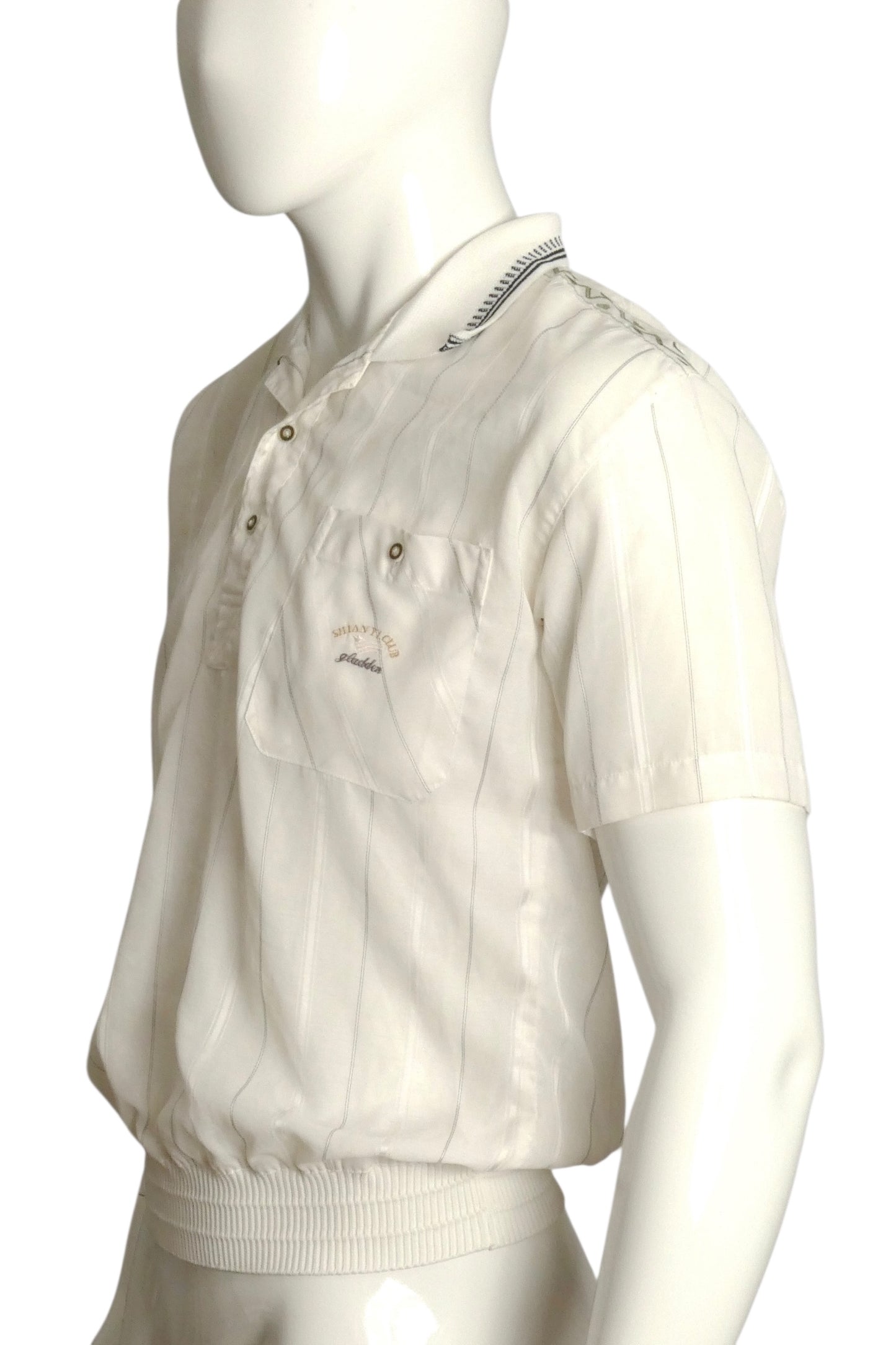 PIERRE CARDIN- 1980s Stripe Monogrammed Resort Shirt, Size XL