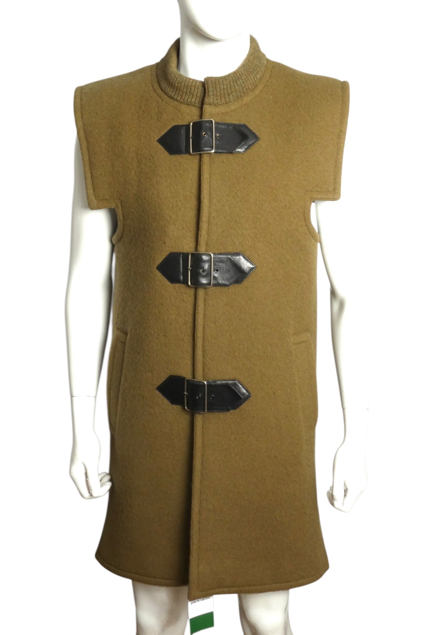 PIERRE CARDIN (HAUTE COUTURE)- 2012 Green Wool Sleeveless Coat, Size Large