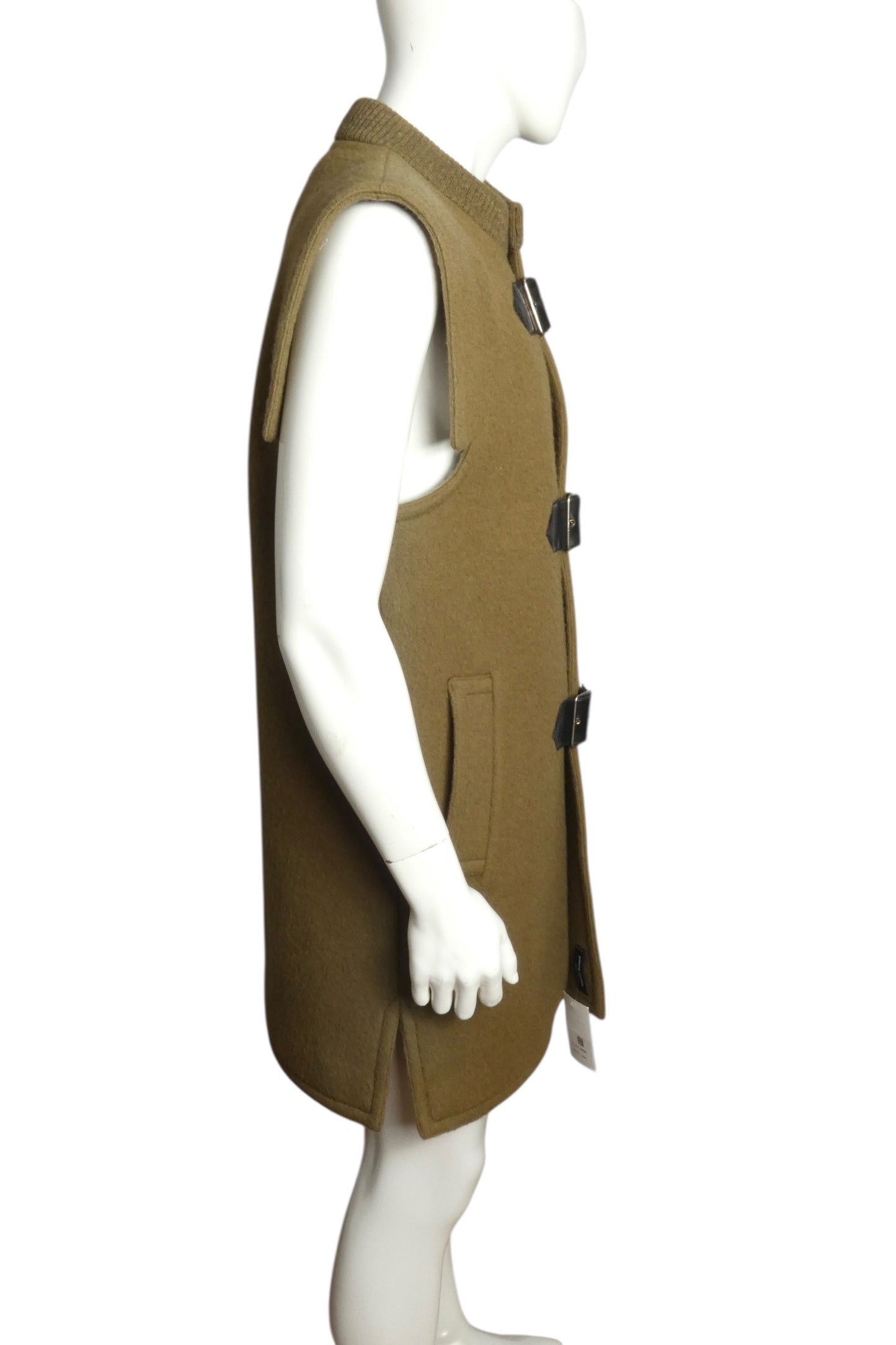 PIERRE CARDIN (HAUTE COUTURE)- 2012 Green Wool Sleeveless Coat, Size Large