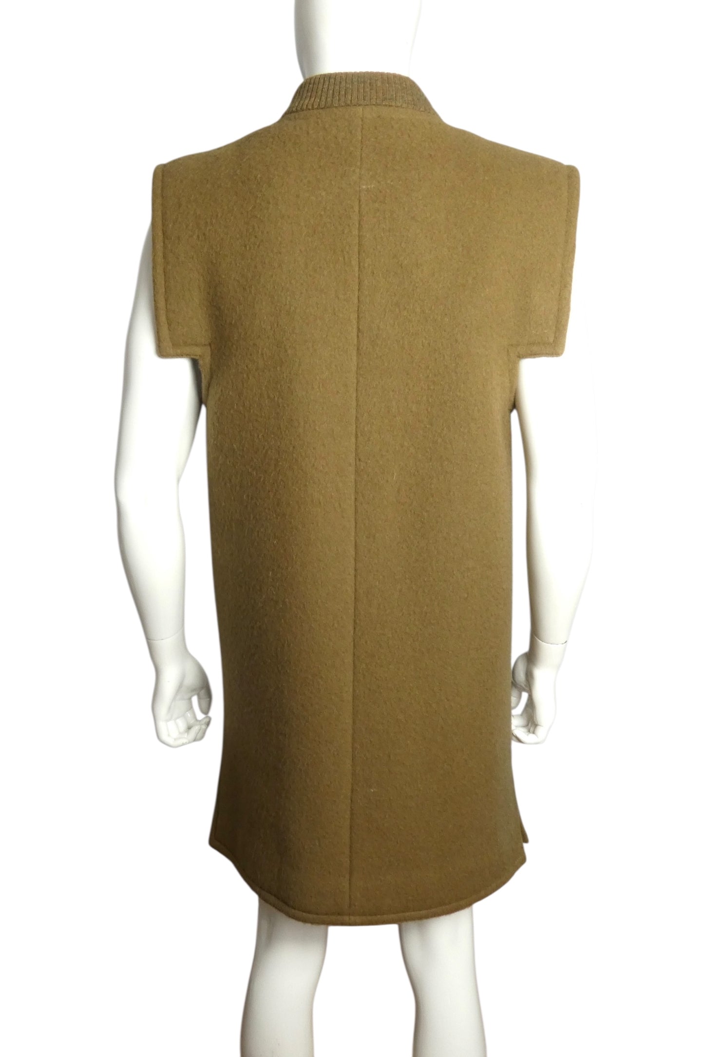 PIERRE CARDIN (HAUTE COUTURE)- 2012 Green Wool Sleeveless Coat, Size Large