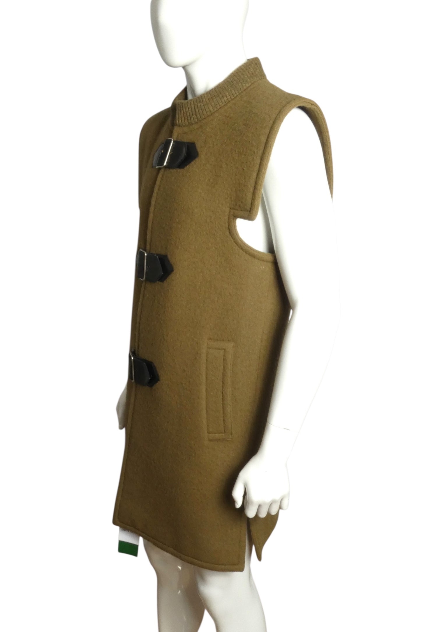 PIERRE CARDIN (HAUTE COUTURE)- 2012 Green Wool Sleeveless Coat, Size Large