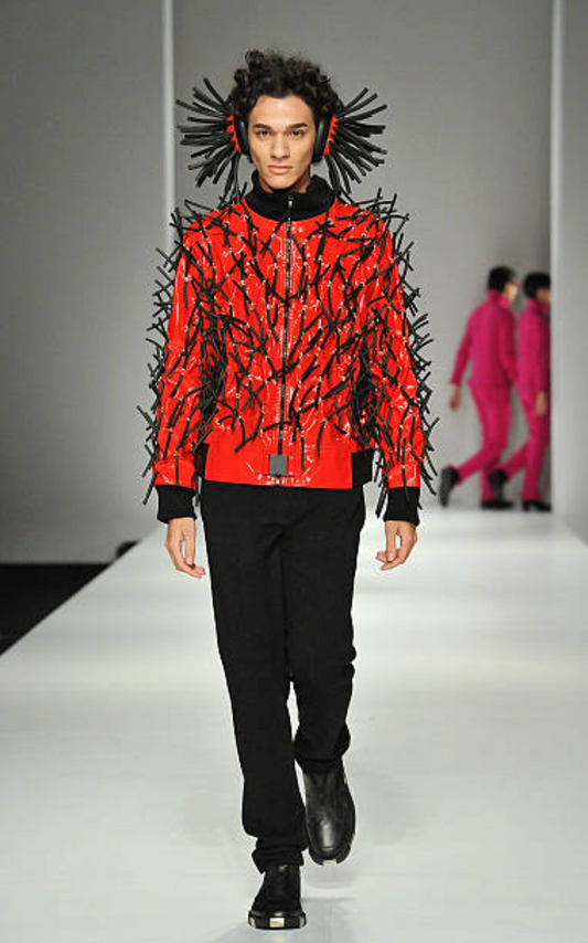 PIERRE CARDIN (HAUTE COUTURE)- 2008 Red Patent & Tube Jacket, Size Large