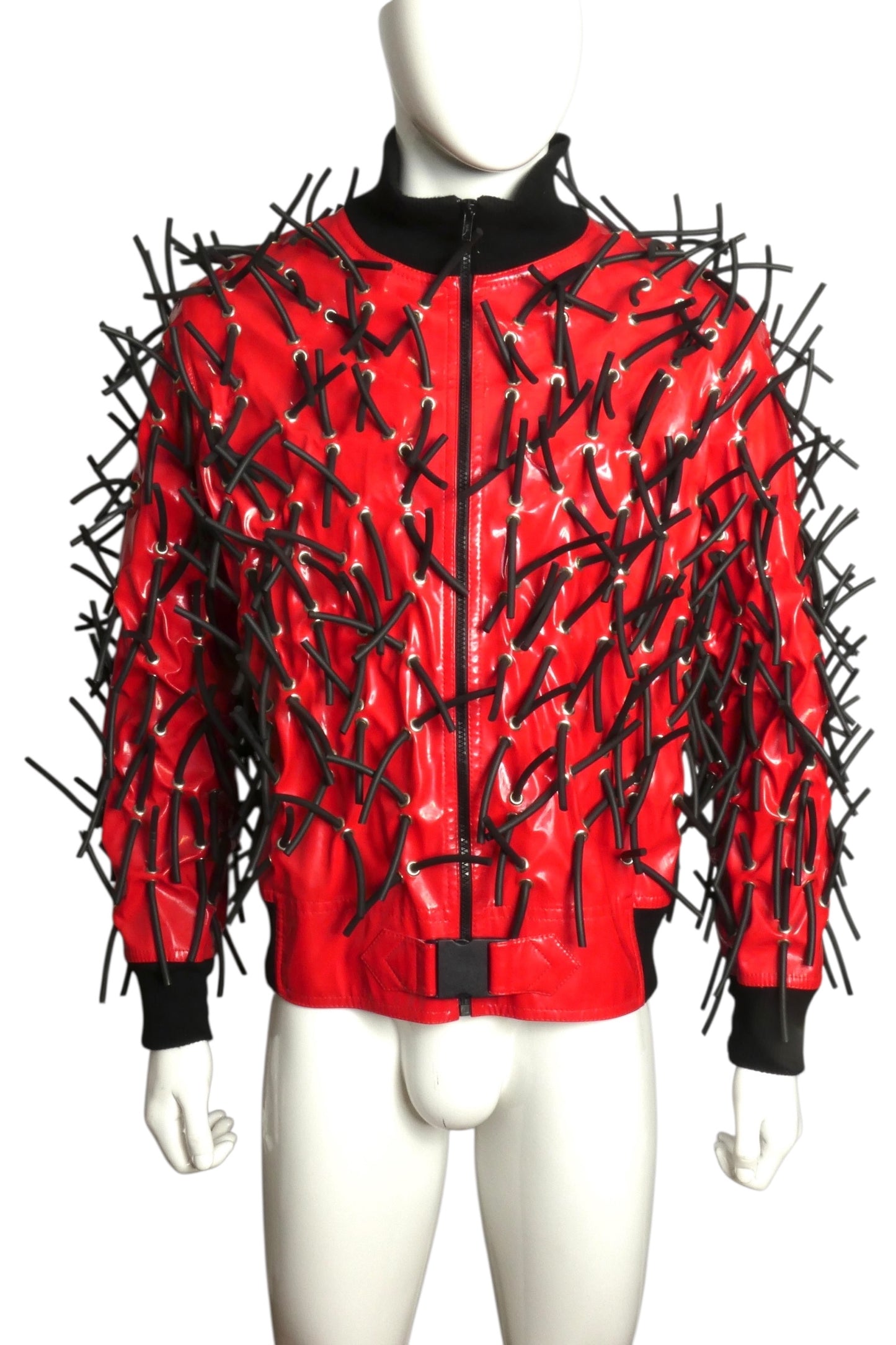 PIERRE CARDIN (HAUTE COUTURE)- 2008 Red Patent & Tube Jacket, Size Large