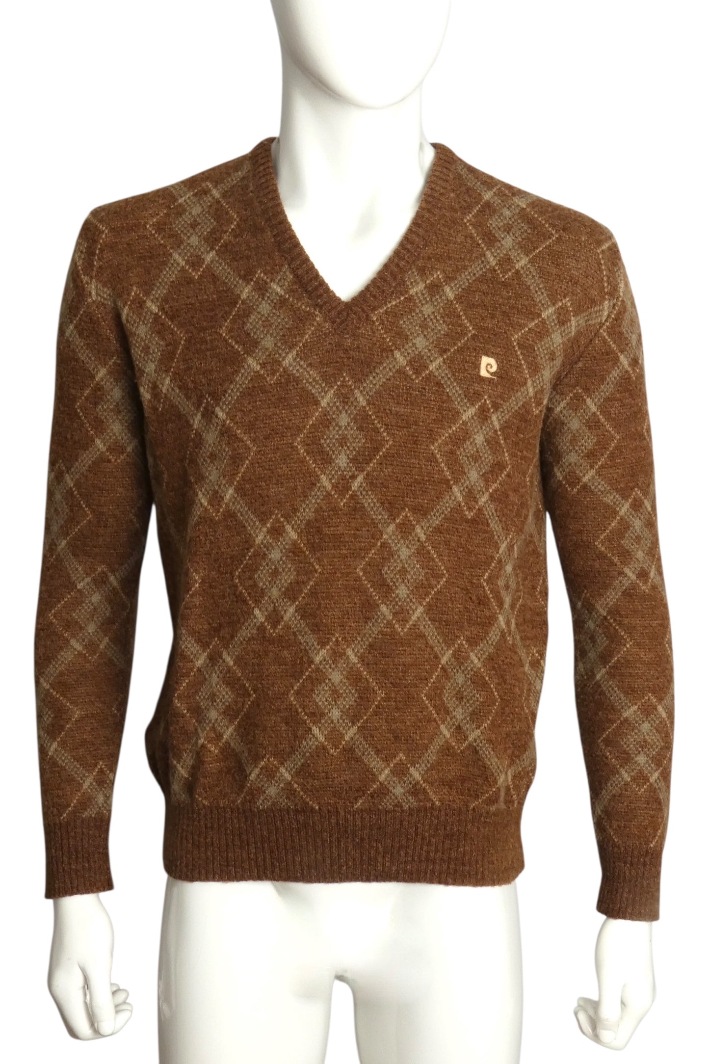 PIERRE CARDIN - 1970s Wool Argyle Sweater, Size-XLarge