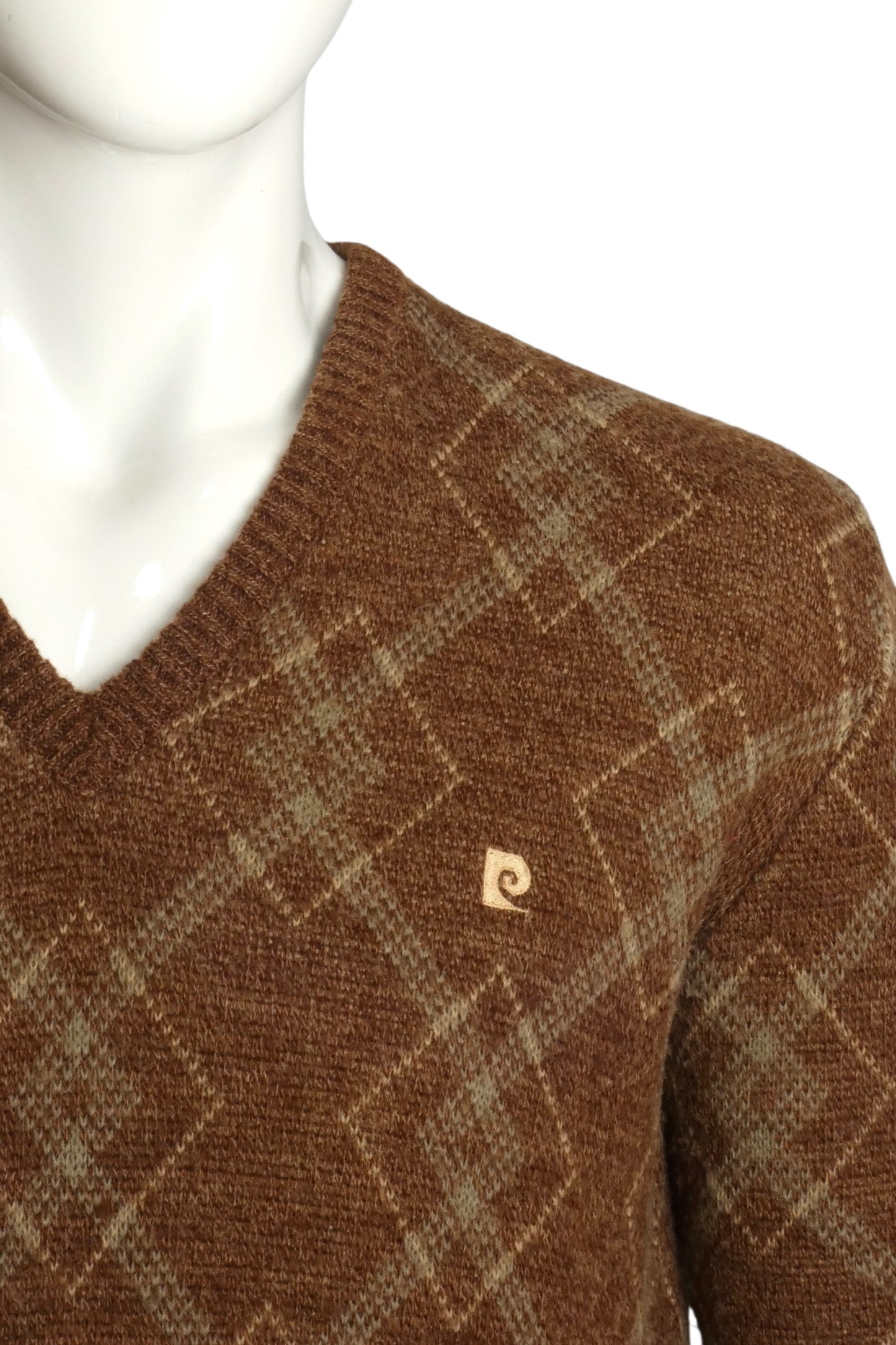 PIERRE CARDIN - 1970s Wool Argyle Sweater, Size-XLarge