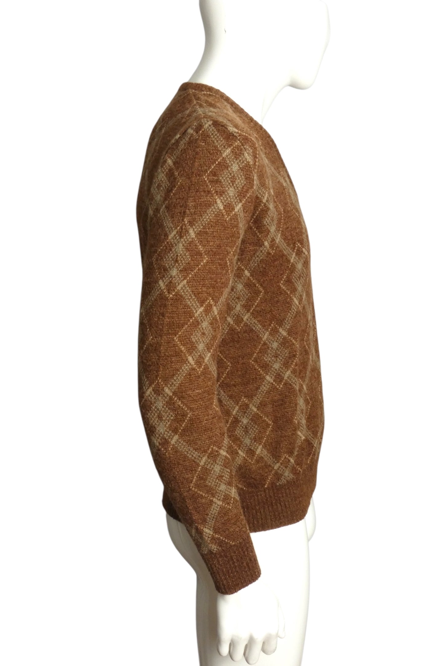 PIERRE CARDIN - 1970s Wool Argyle Sweater, Size-XLarge