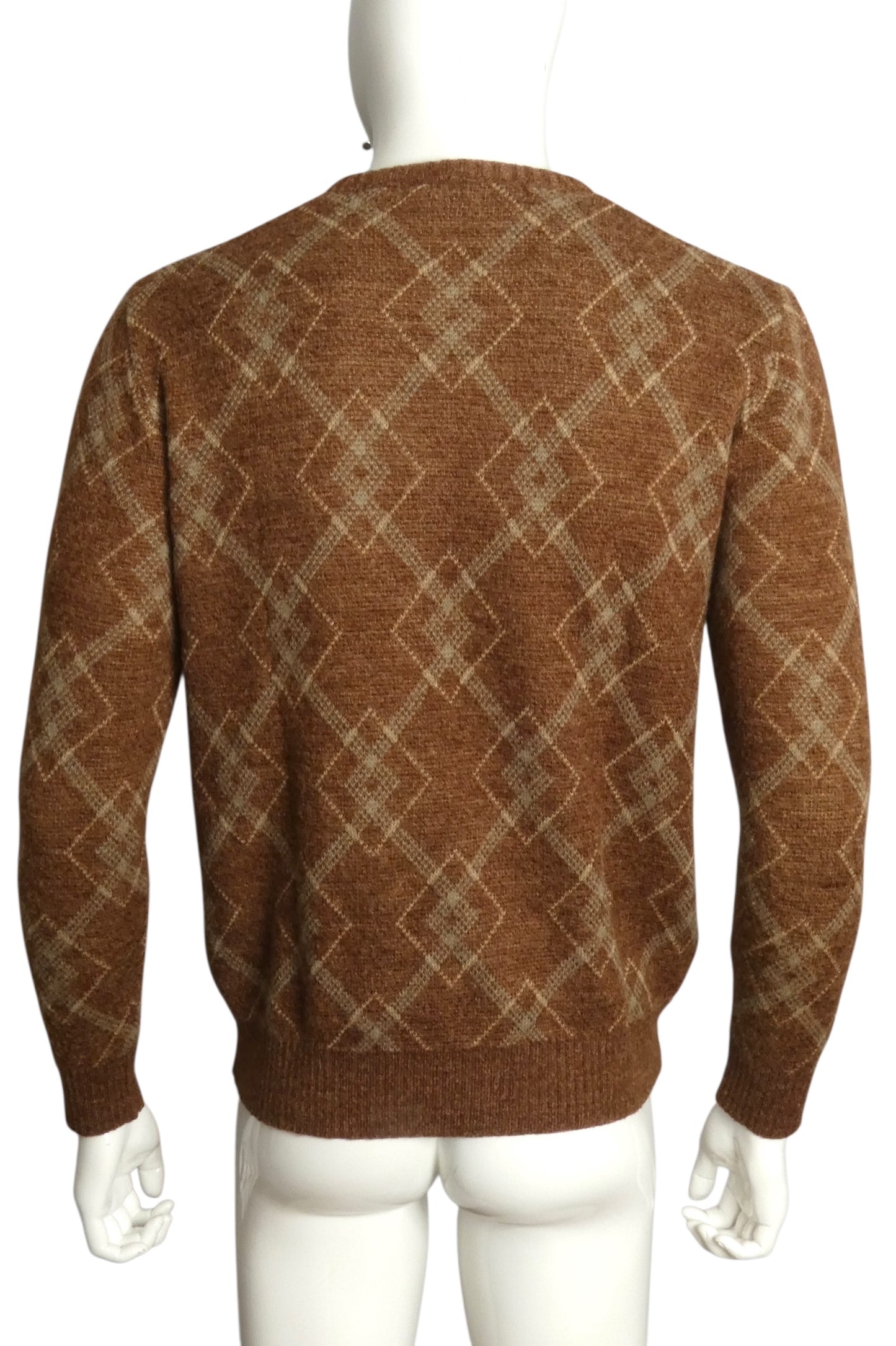 PIERRE CARDIN - 1970s Wool Argyle Sweater, Size-XLarge