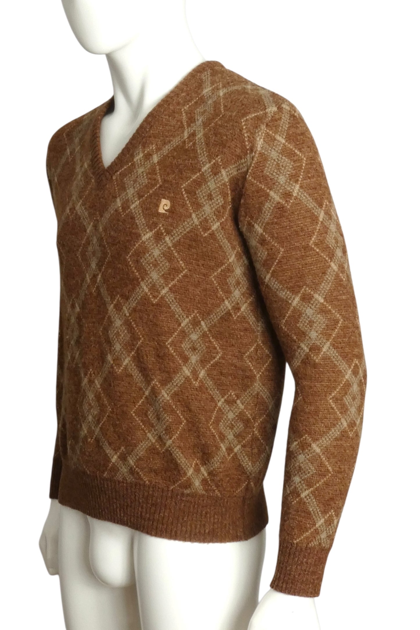 PIERRE CARDIN - 1970s Wool Argyle Sweater, Size-XLarge