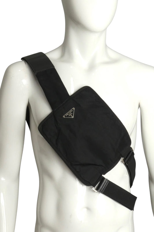 PRADA- Black Nylon Euro Traveler Cross Body Bag