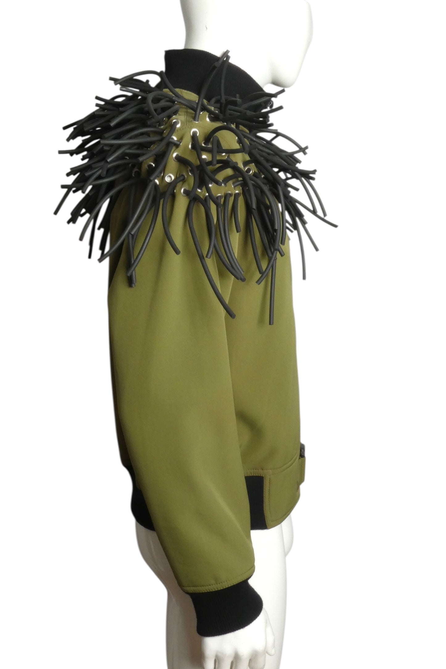 PIERRE CARDIN (HAUTE COUTURE)- 2012 Green Neoprene & Tubing Jacket, Size-Large