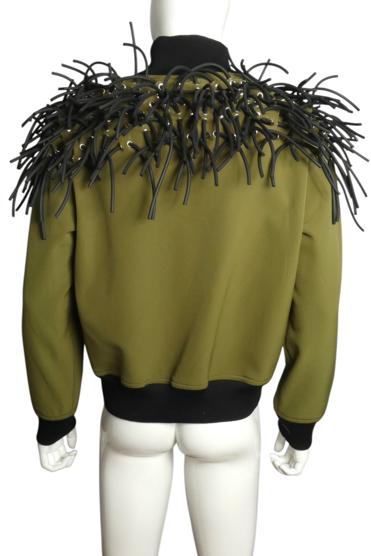 PIERRE CARDIN (HAUTE COUTURE)- 2012 Green Neoprene & Tubing Jacket, Size-Large