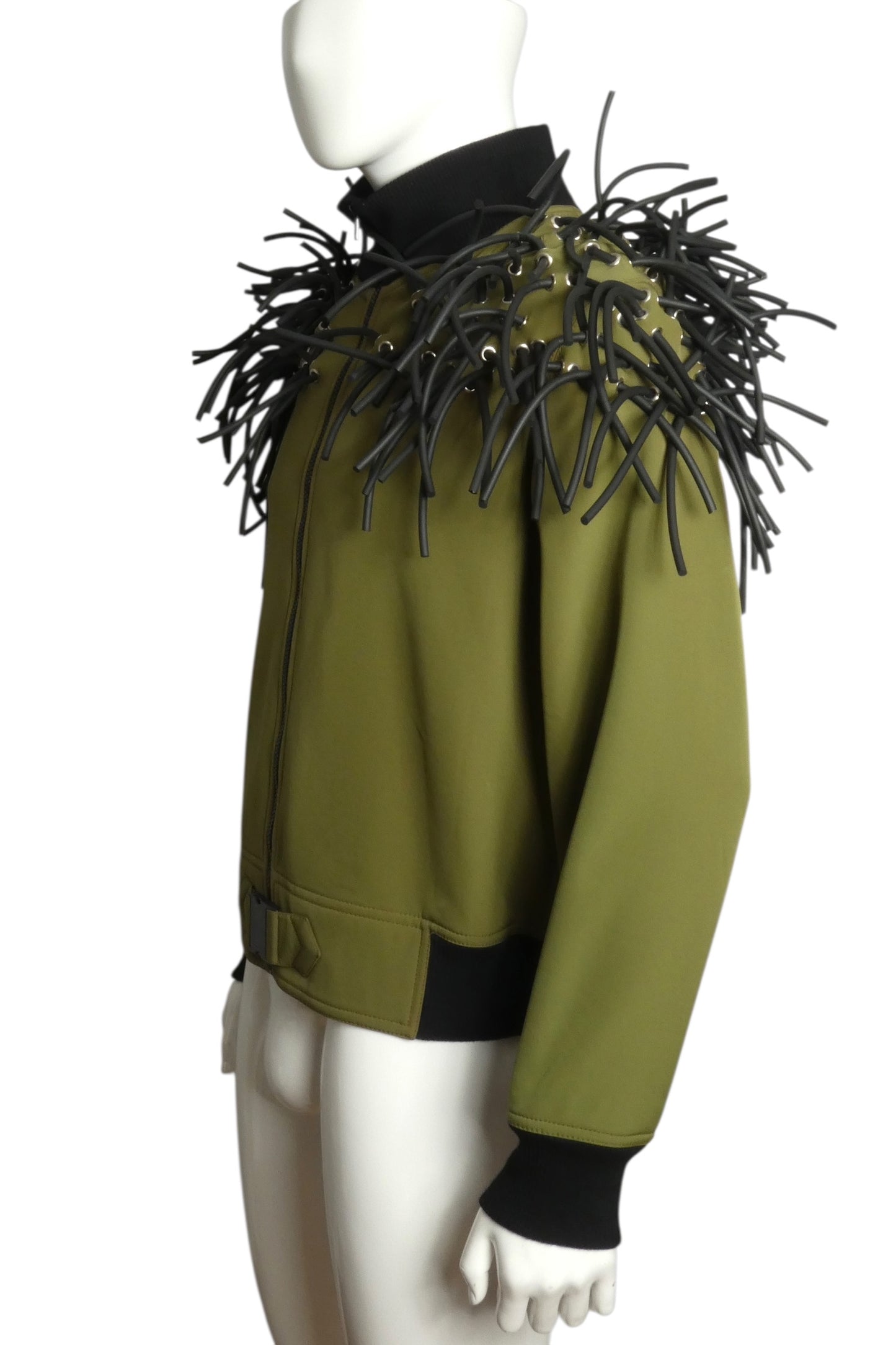 PIERRE CARDIN (HAUTE COUTURE)- 2012 Green Neoprene & Tubing Jacket, Size-Large