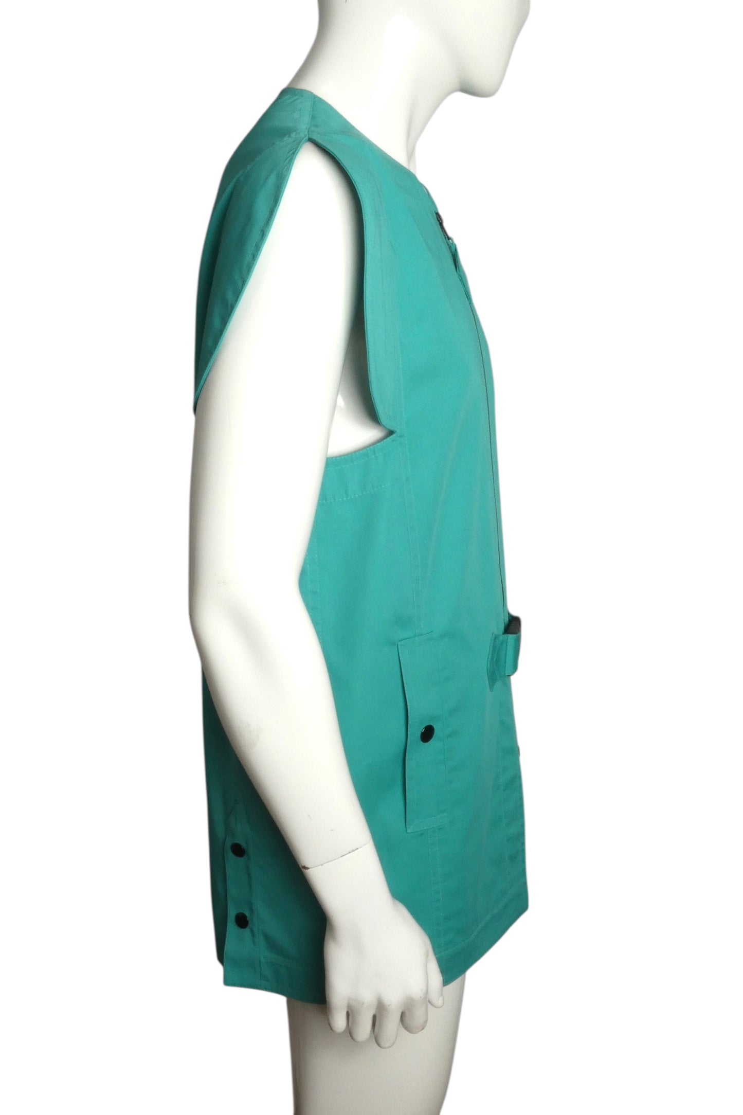 PIERRE CARDIN HAUTE COUTURE- Green Sleeveless Cotton Jacket, Size XL