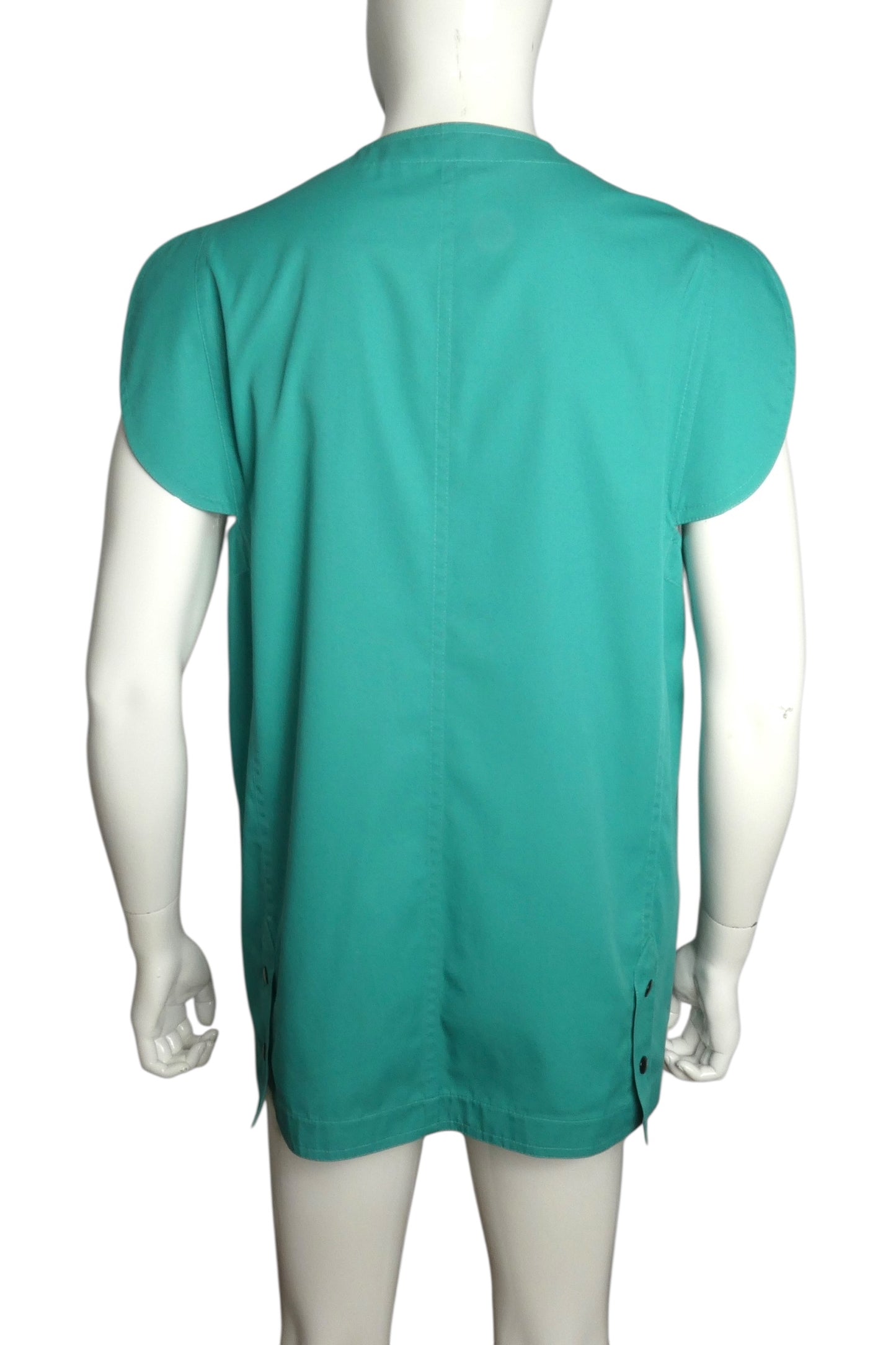 PIERRE CARDIN HAUTE COUTURE- Green Sleeveless Cotton Jacket, Size XL