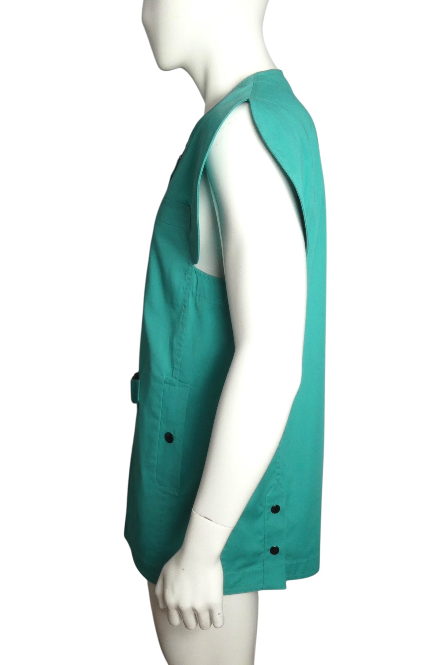 PIERRE CARDIN HAUTE COUTURE- Green Sleeveless Cotton Jacket, Size XL