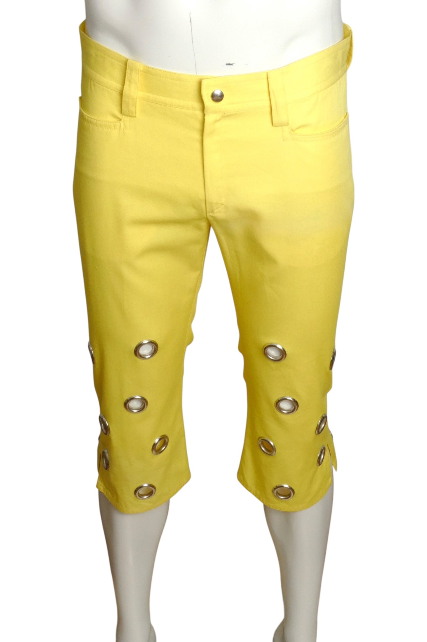 PIERRE CARDIN (HAUTE COUTURE)- 2007 Yellow Cotton Grommet Shorts, Waist 32