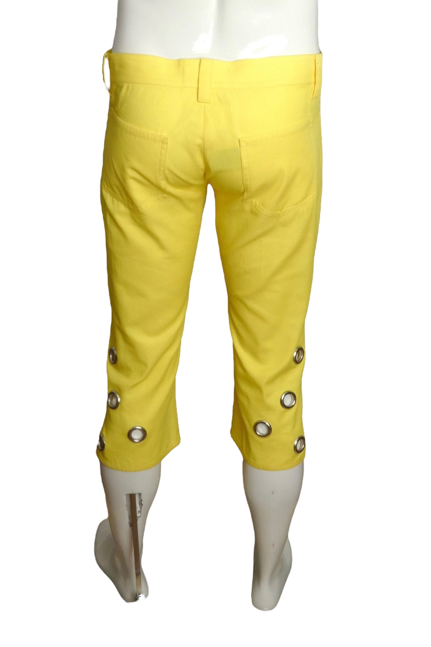 PIERRE CARDIN (HAUTE COUTURE)- 2007 Yellow Cotton Grommet Shorts, Waist 32