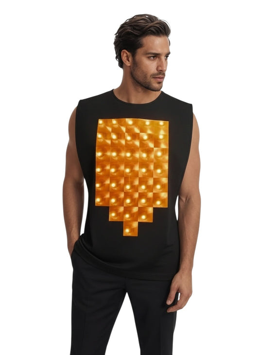 PIERRE CARDIN - Black Neoprene Hologram Tabard, Size Large