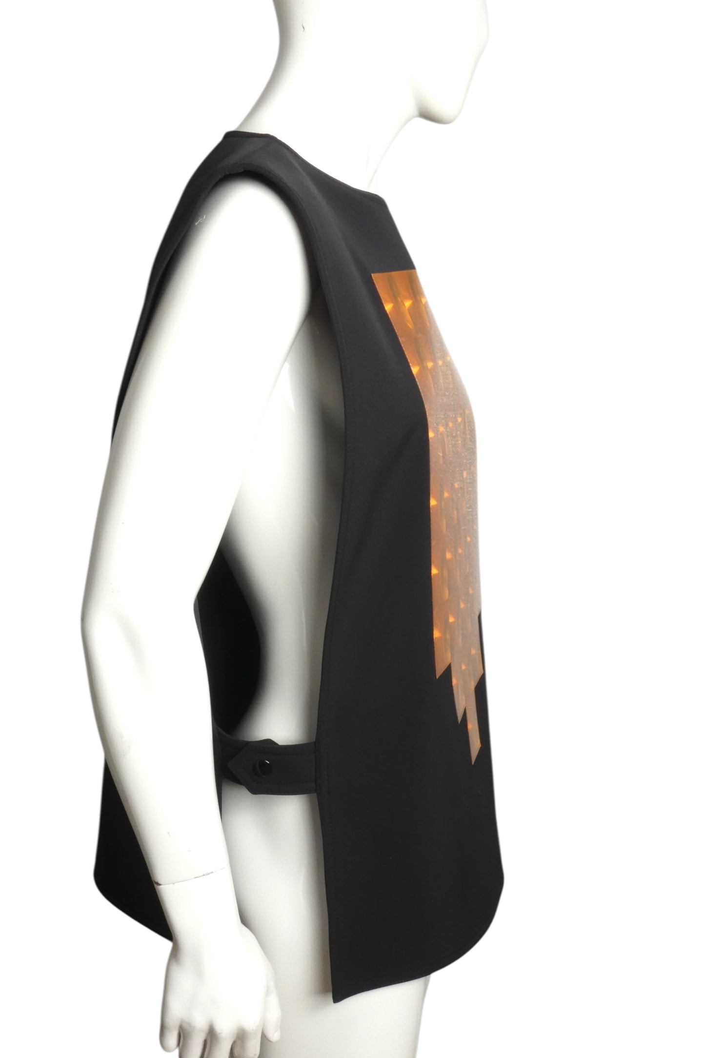 PIERRE CARDIN HAUTE COUTURE- Black Neoprene Hologram Tabard, Size Large