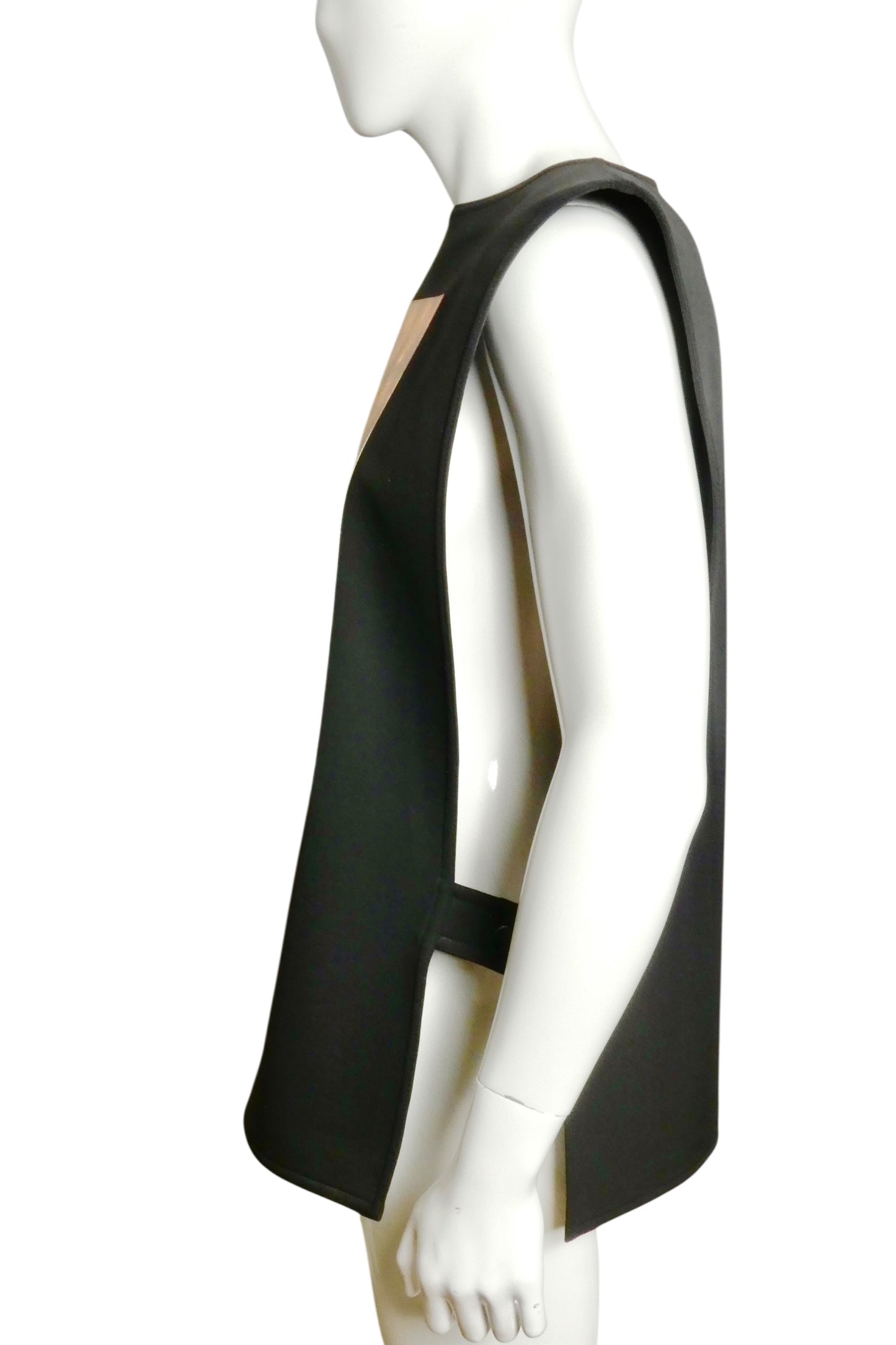 PIERRE CARDIN HAUTE COUTURE- Black Neoprene Hologram Tabard, Size Large