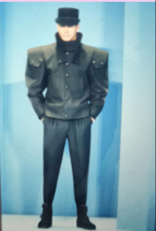 PIERRE CARDIN- 1991 Black Sculptured Wool Jacket, Size Large