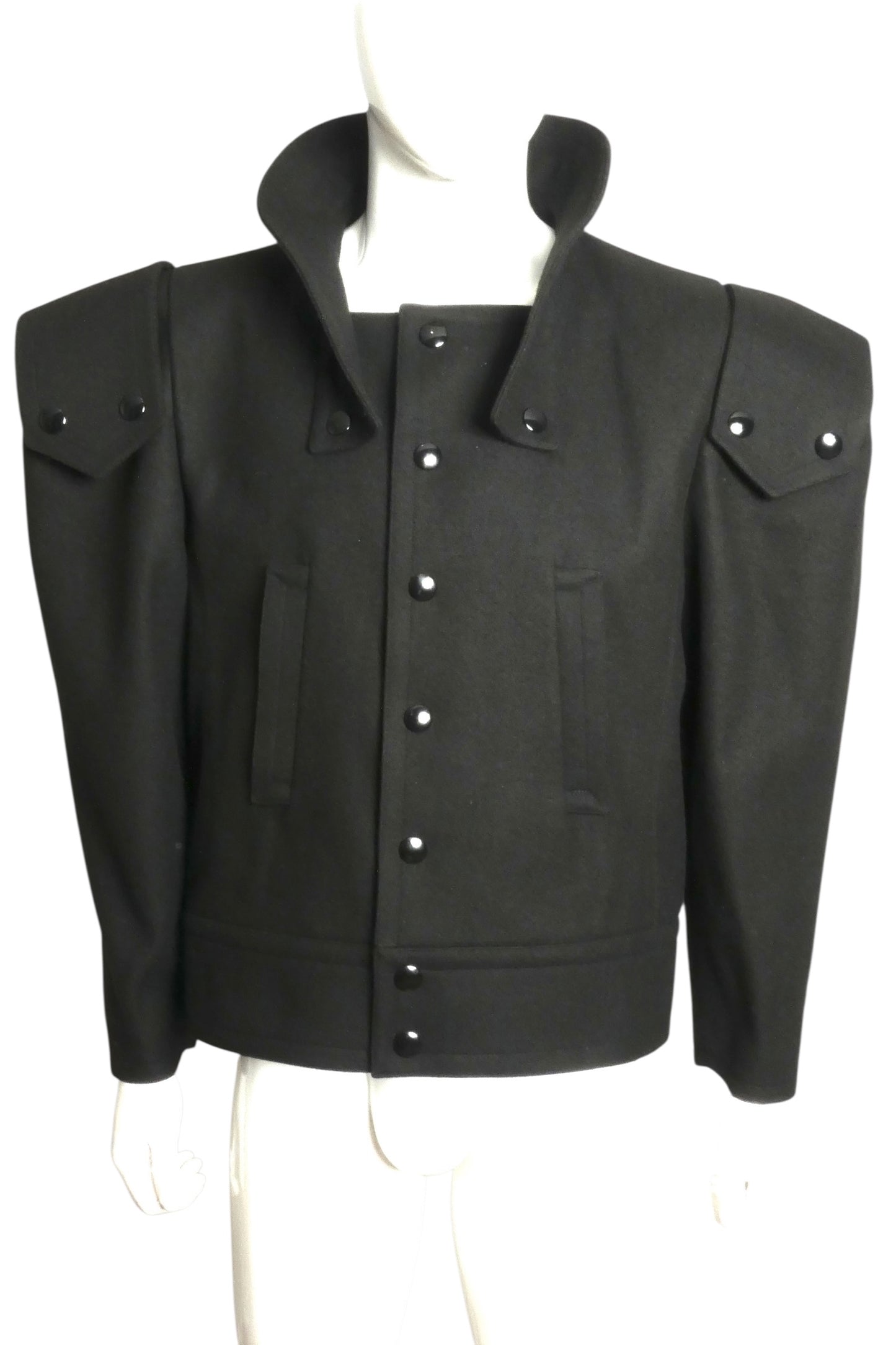 PIERRE CARDIN- 1991 Black Sculptured Wool Jacket, Size Large