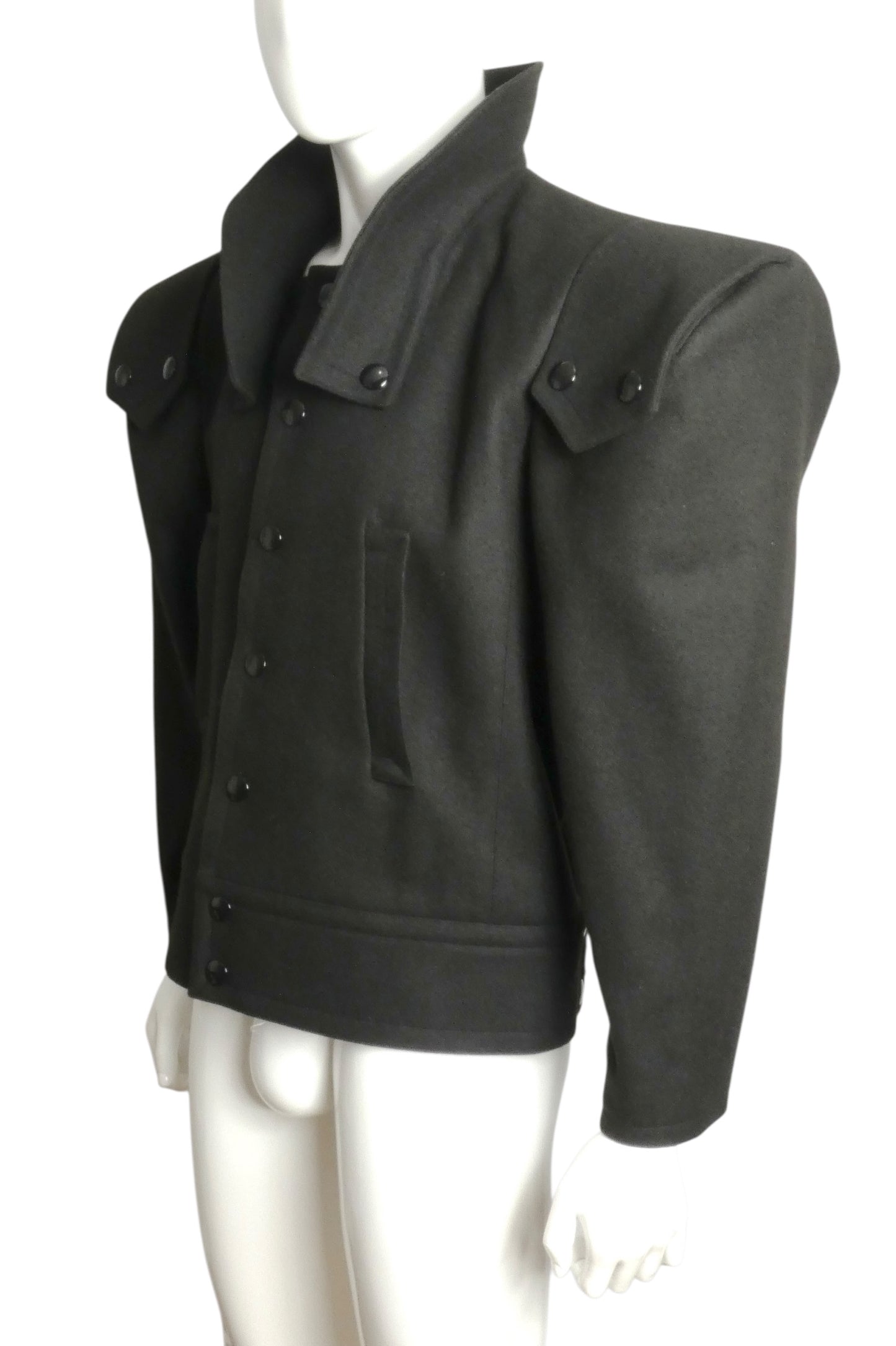 PIERRE CARDIN- 1991 Black Sculptured Wool Jacket, Size Large