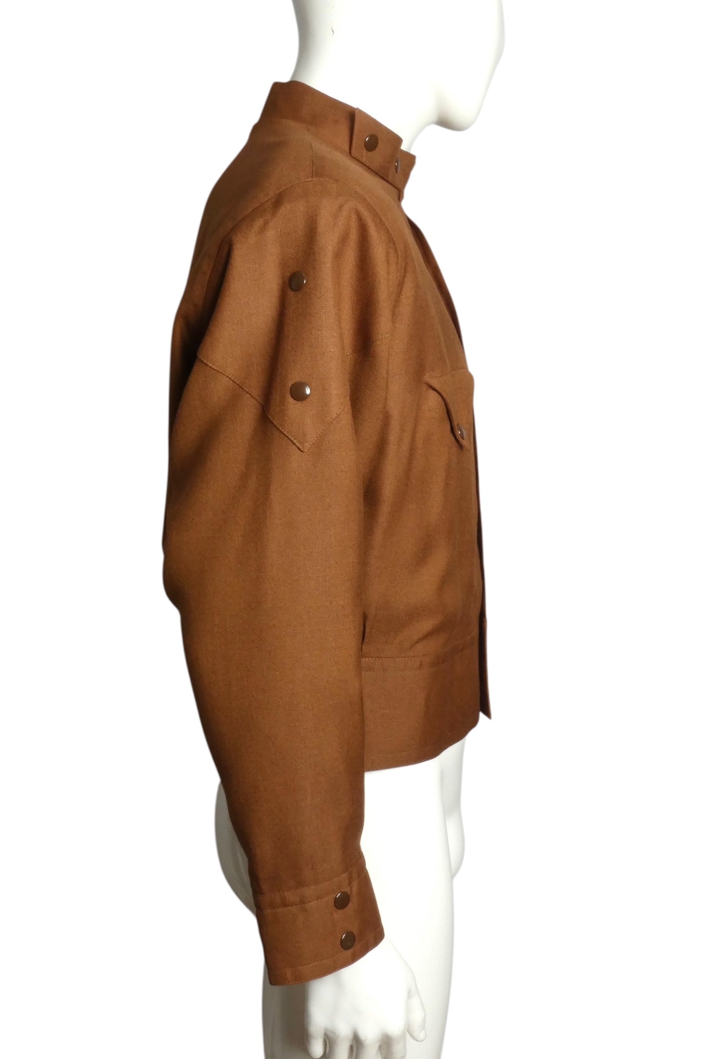PIERRE CARDIN (HAUTE COUTURE)- 1980s Brown Rayon Jacket, Size XL