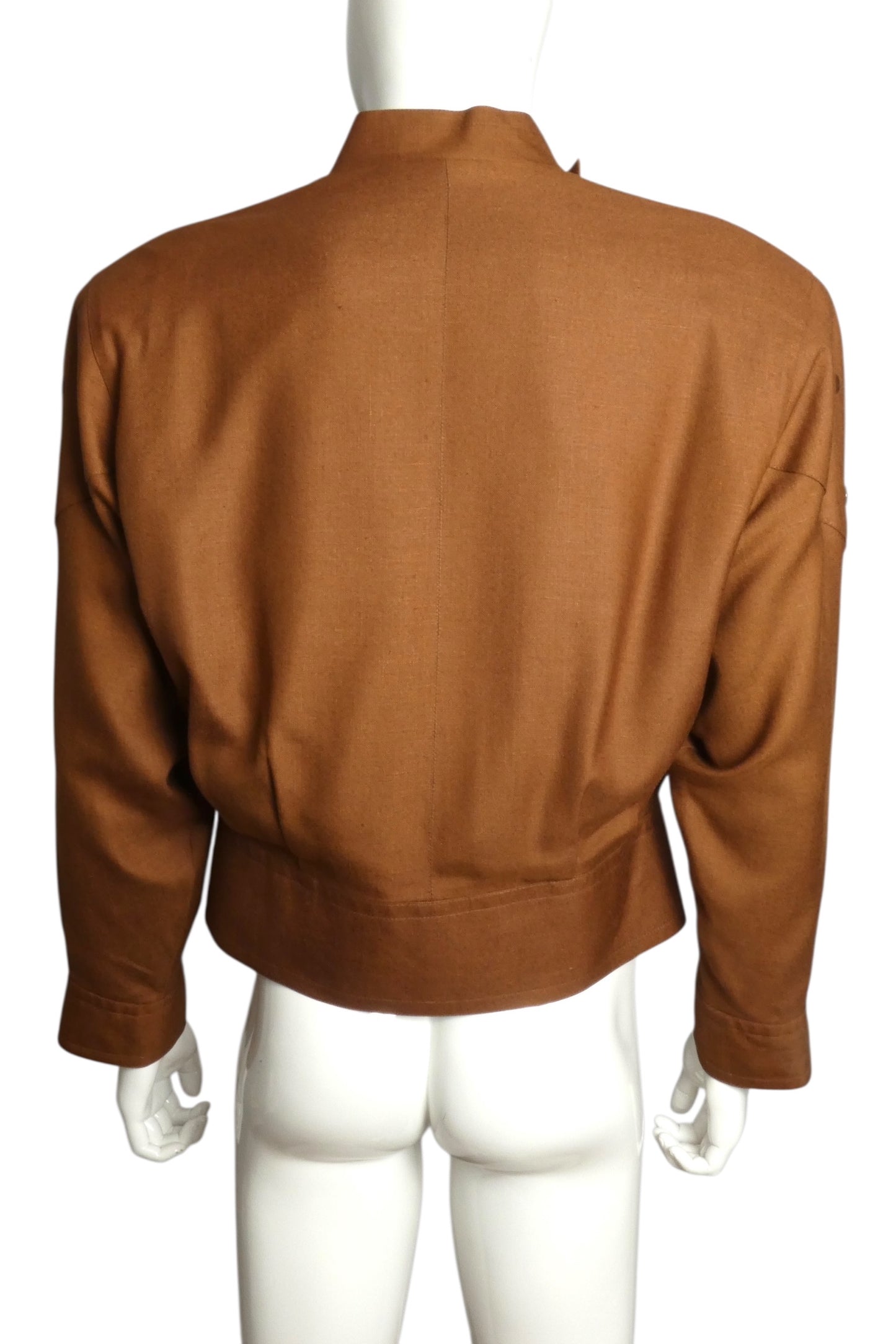 PIERRE CARDIN (HAUTE COUTURE)- 1980s Brown Rayon Jacket, Size XL