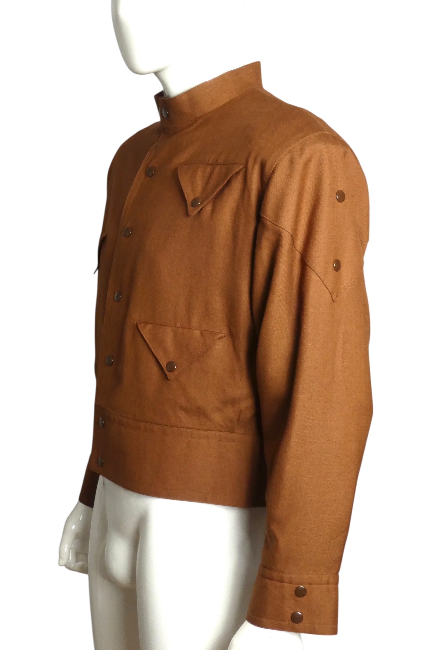 PIERRE CARDIN (HAUTE COUTURE)- 1980s Brown Rayon Jacket, Size XL