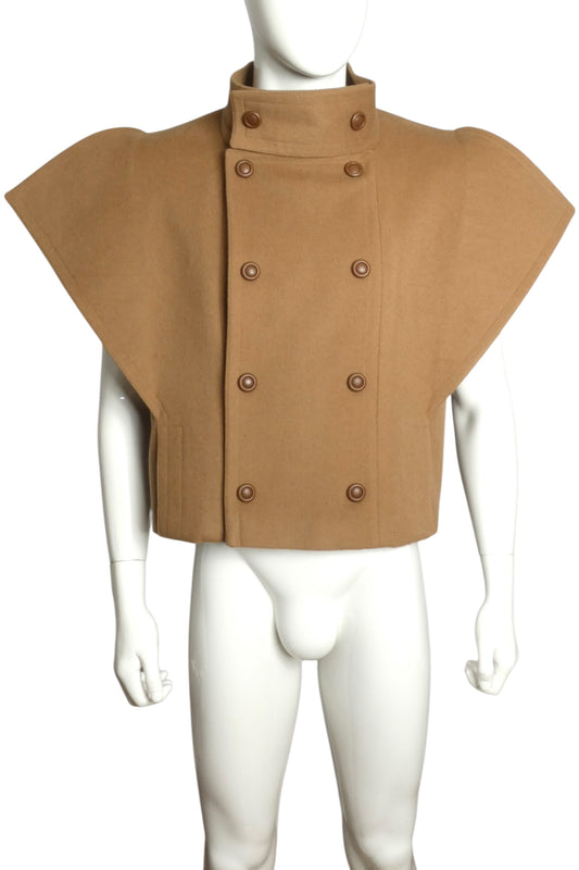 PIERRE CARDIN (HAUTE COUTURE)- Sculptural Wool Sleeveless Jacket, Size XL