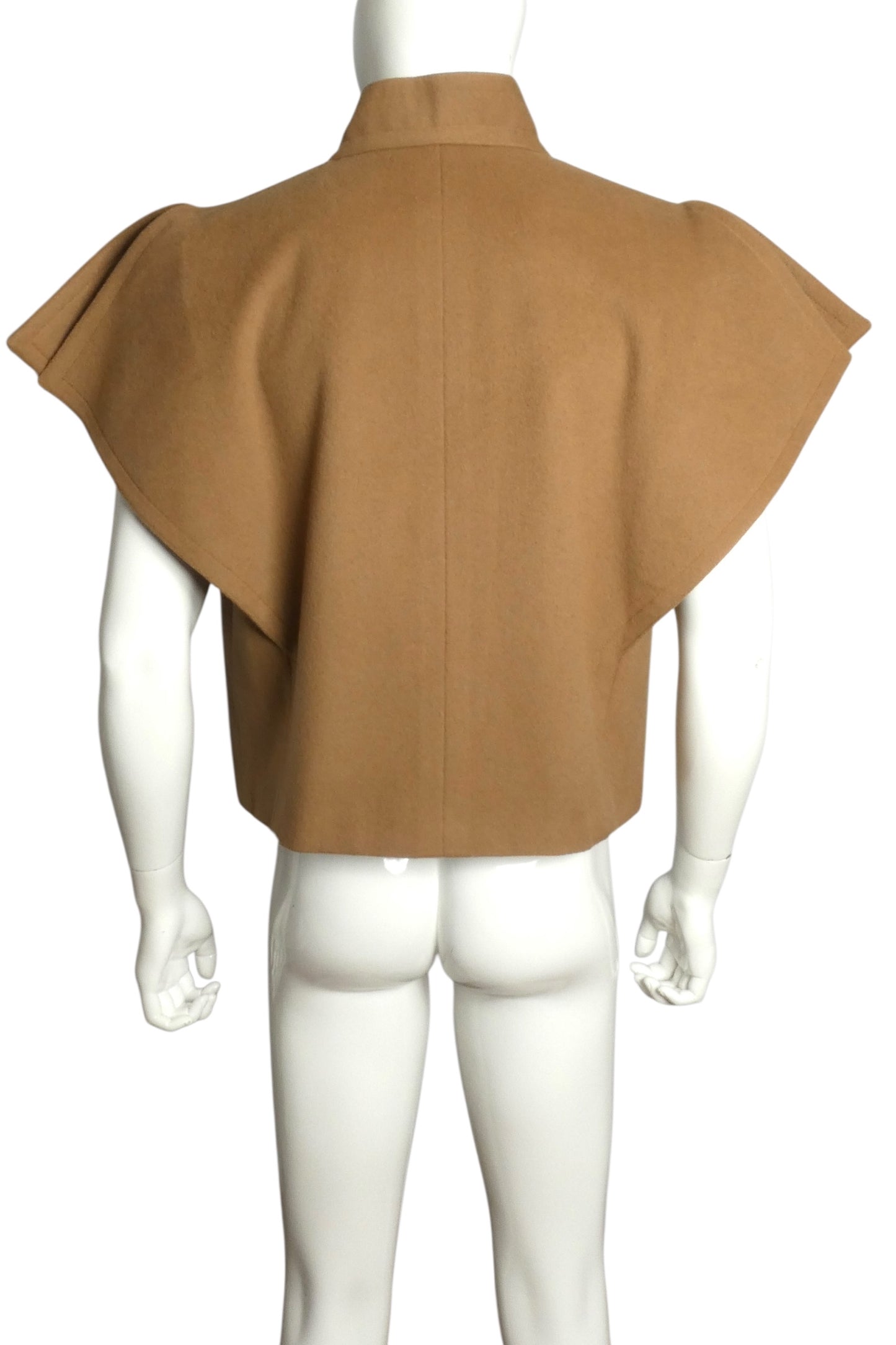 PIERRE CARDIN (HAUTE COUTURE)- Sculptural Wool Sleeveless Jacket, Size XL