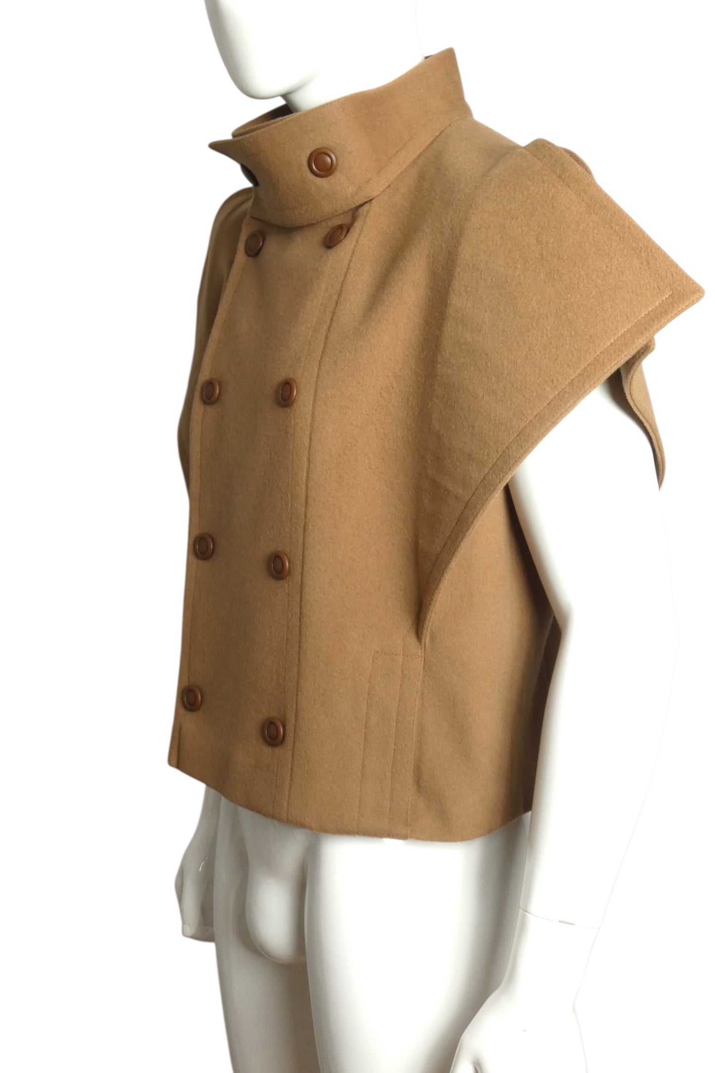 PIERRE CARDIN (HAUTE COUTURE)- Sculptural Wool Sleeveless Jacket, Size XL