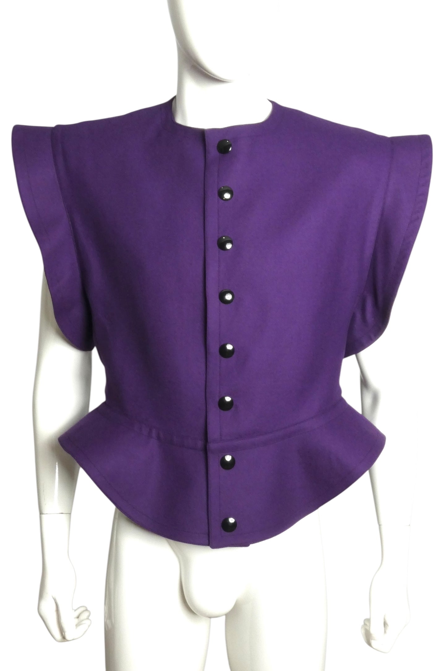 PIERRE CARDIN HAUTE COUTURE- 2001 Purple Wool Sleeveless Jacket, Size Medium