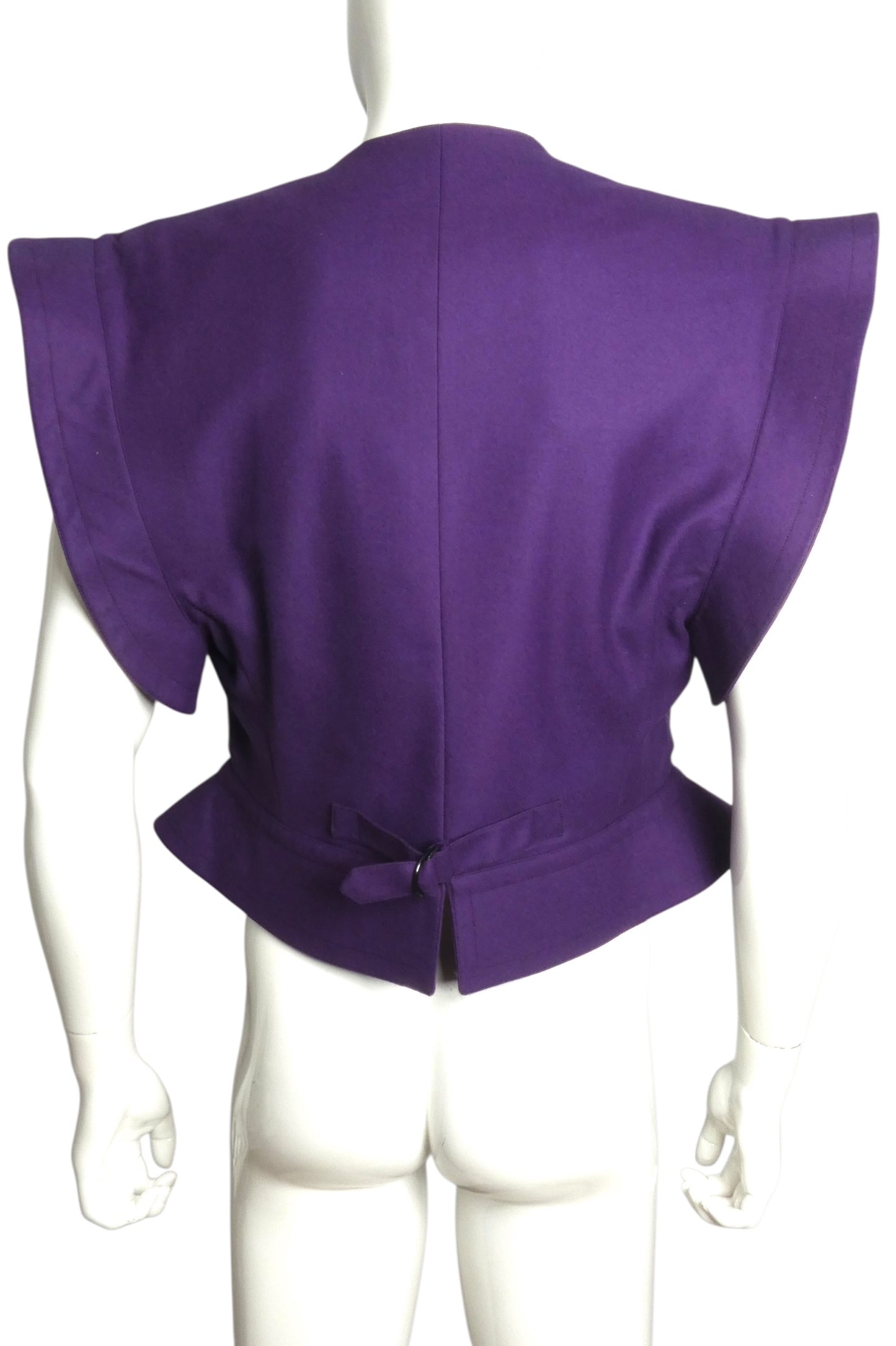 PIERRE CARDIN HAUTE COUTURE- 2001 Purple Wool Sleeveless Jacket, Size Medium