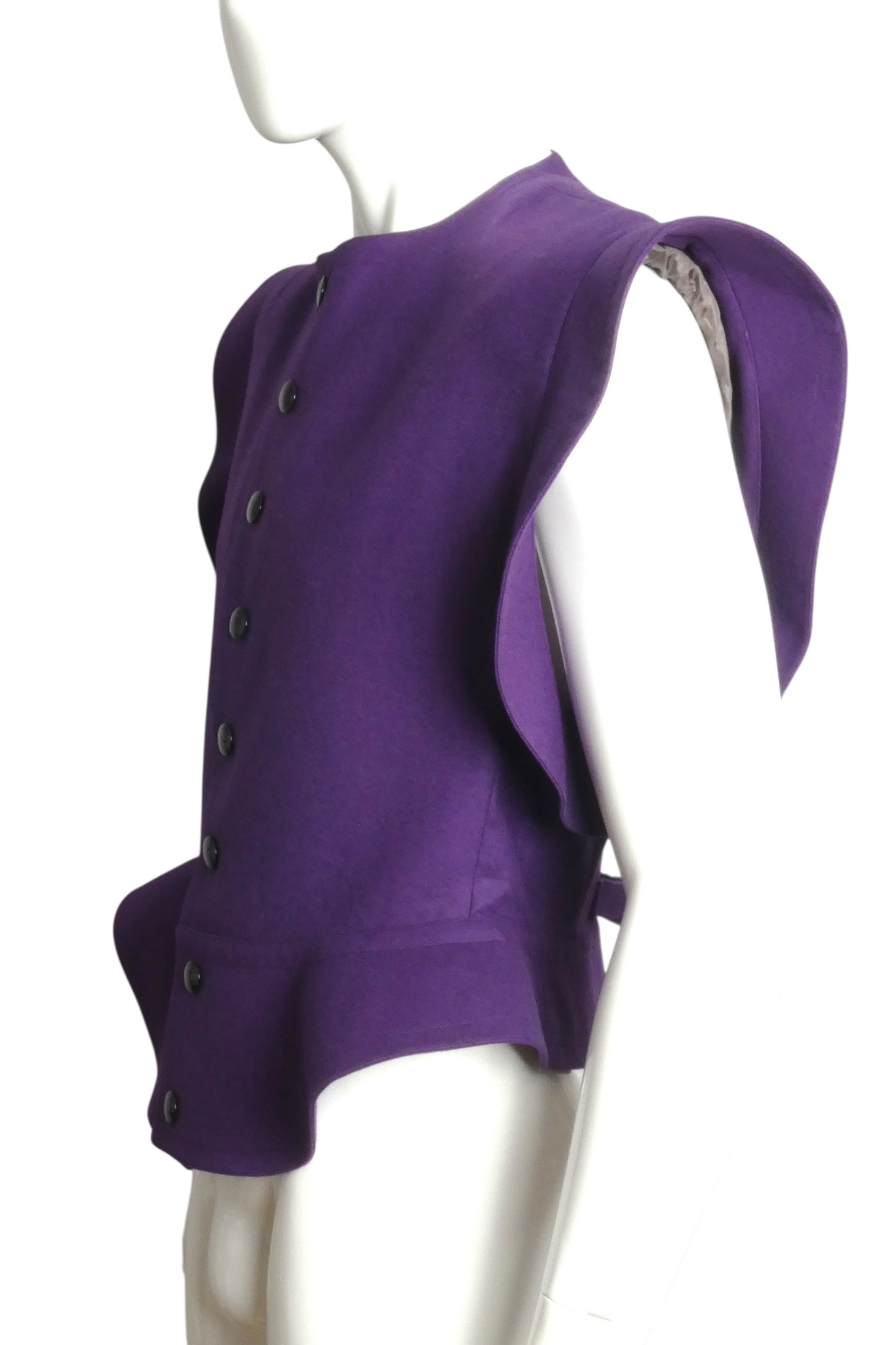 PIERRE CARDIN HAUTE COUTURE- 2001 Purple Wool Sleeveless Jacket, Size Medium